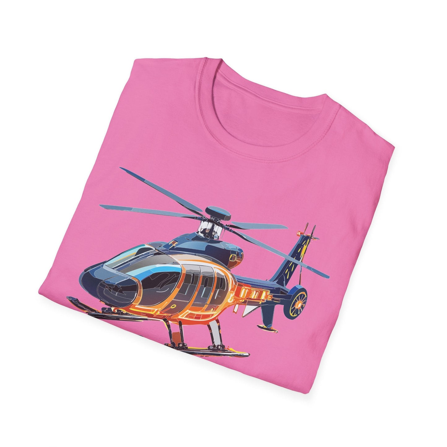 Unisex Helicopter Graphic T Shirt Softstyle 64000 Short Sleeve Chopper Tee For Everyday Comfort