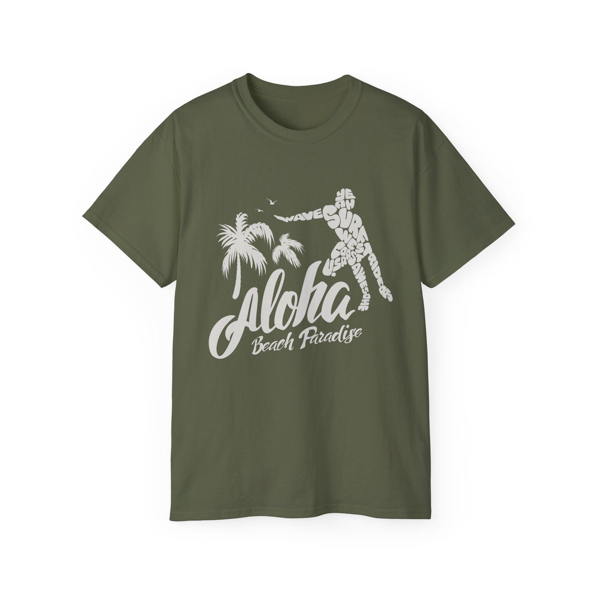Aloha Beach Paradise T-Shirt | Hawaiian Hula Palm Tree Design