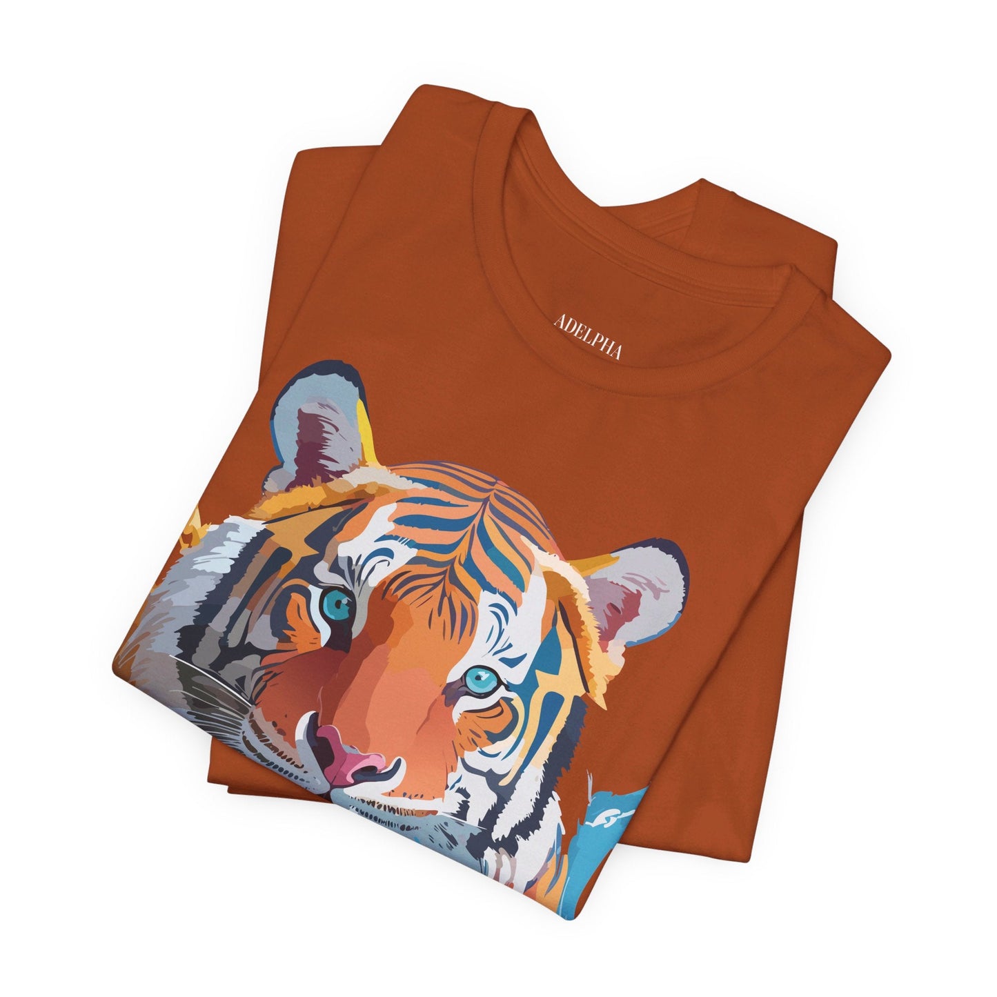 Tiger Graphic Tee Unisex Short Sleeve Shirt Featuring Vintage Inspired Artwork By Adelpha