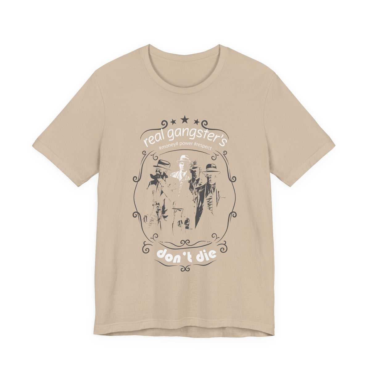 Real Gangsters Don't Die T-Shirt Vintage Outlaw Illustration Retro Biker Tee A-3