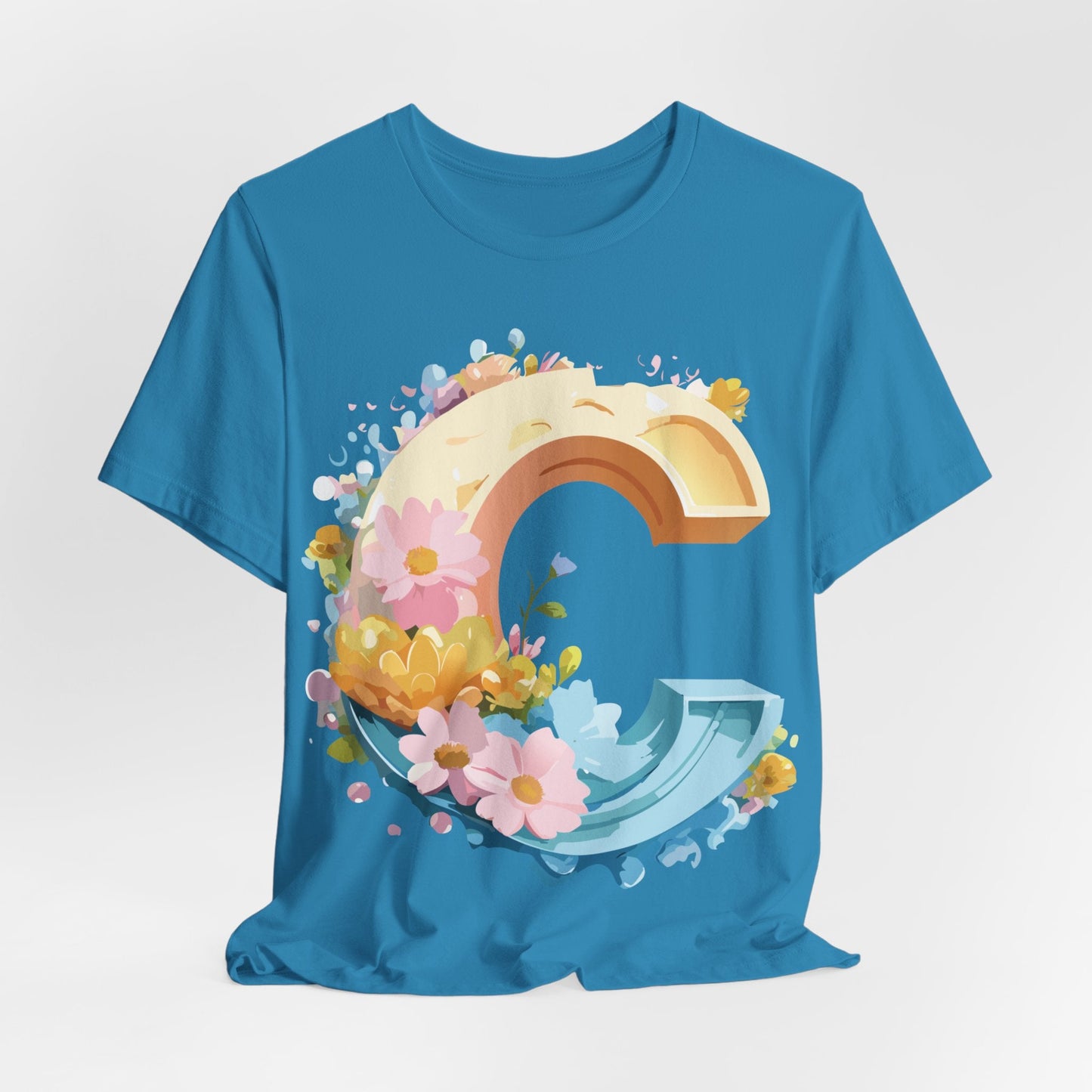 Letter C Graphic Tee Premium Unisex Vintage Art Design Shirt By Adelpha Short Sleeve