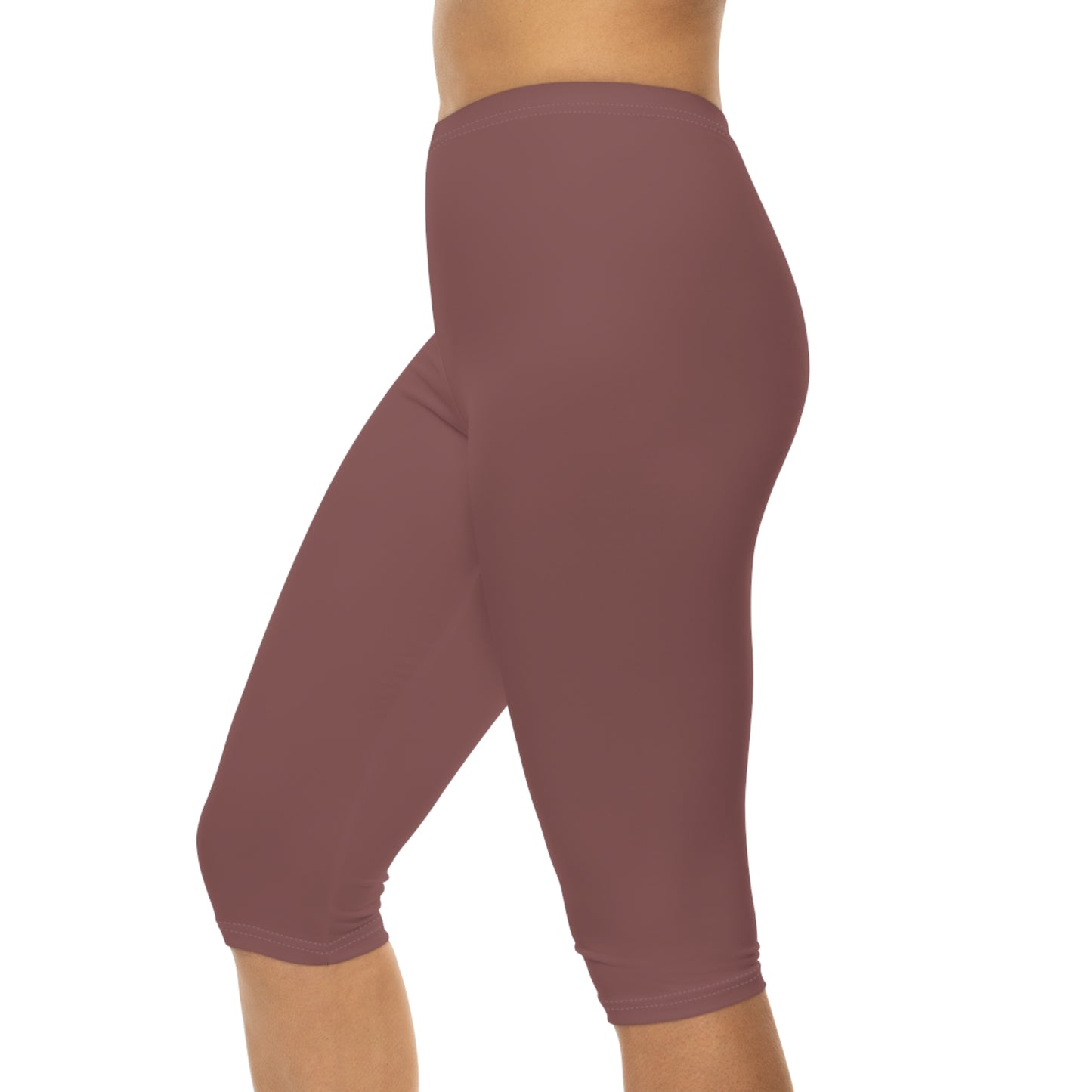 Smoky Rose Color Women's Brushed Suede Poly Span Casual Capri Leggings XS-2XL