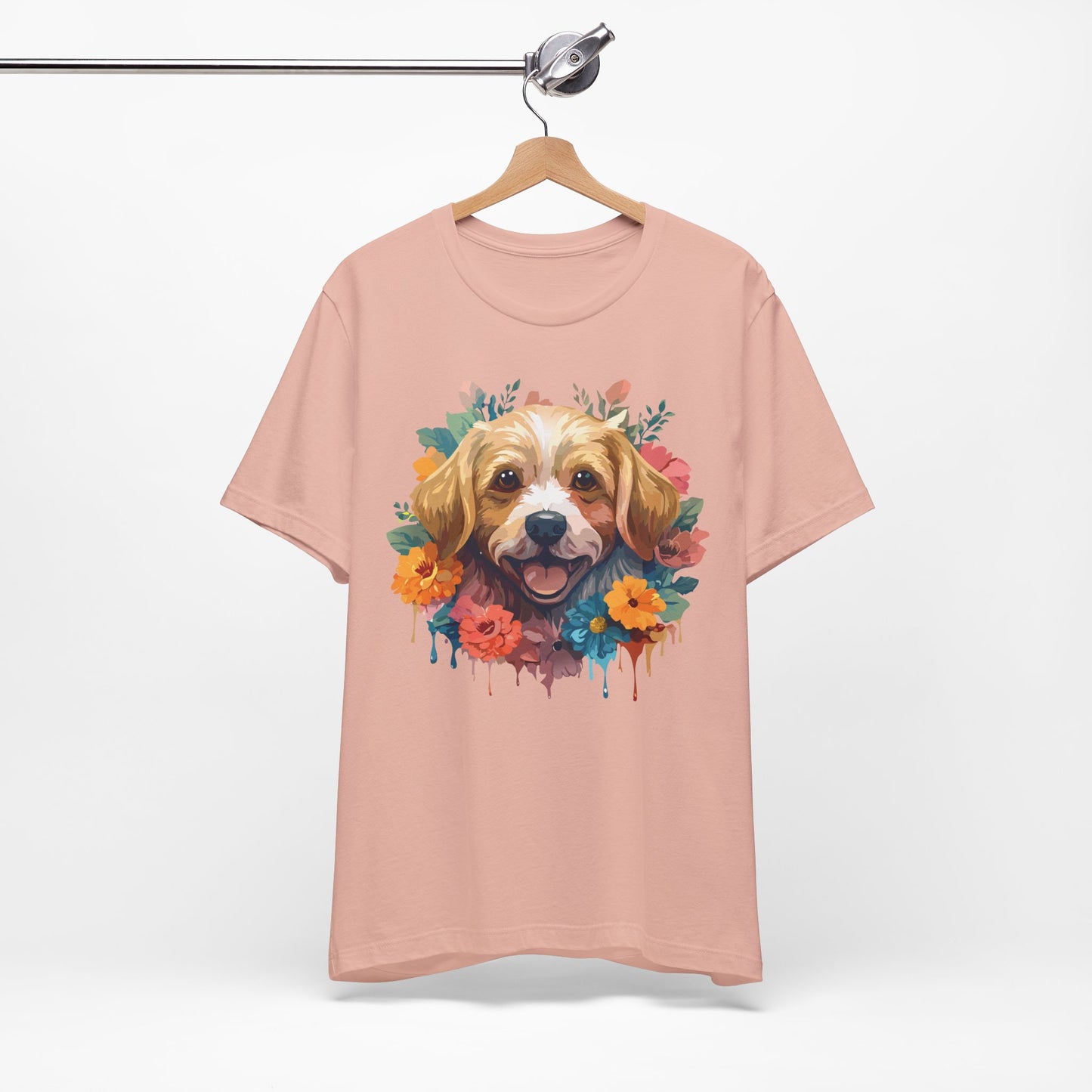 Floral Dog Tee, Animal Shirt, Dog Shirt, Floral Tee, Flower T-shirt, T-Shirt with Animal, Summer Top with Art Design
