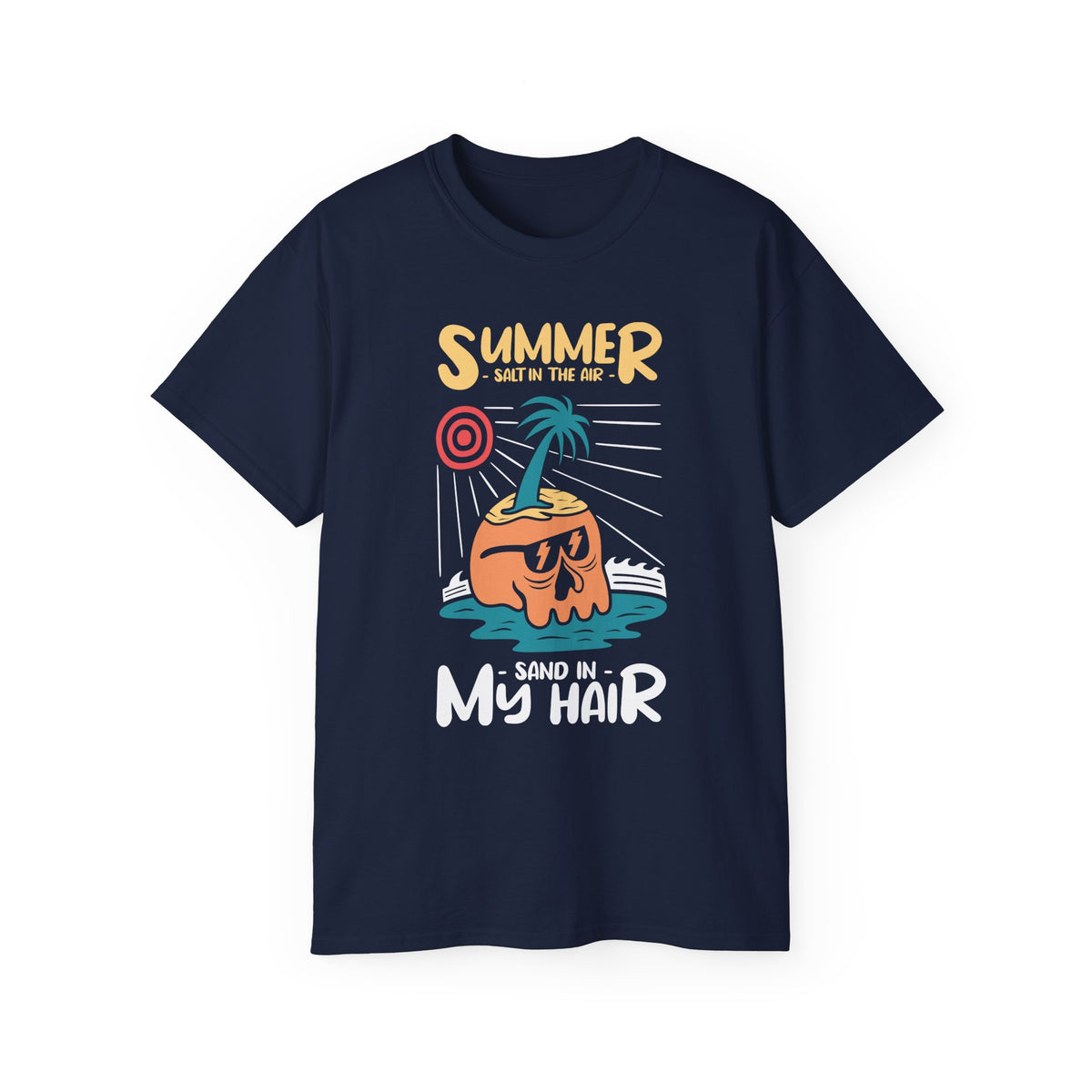 Summer Coconut Character T-Shirt | Sand in My Hair Beach Tee