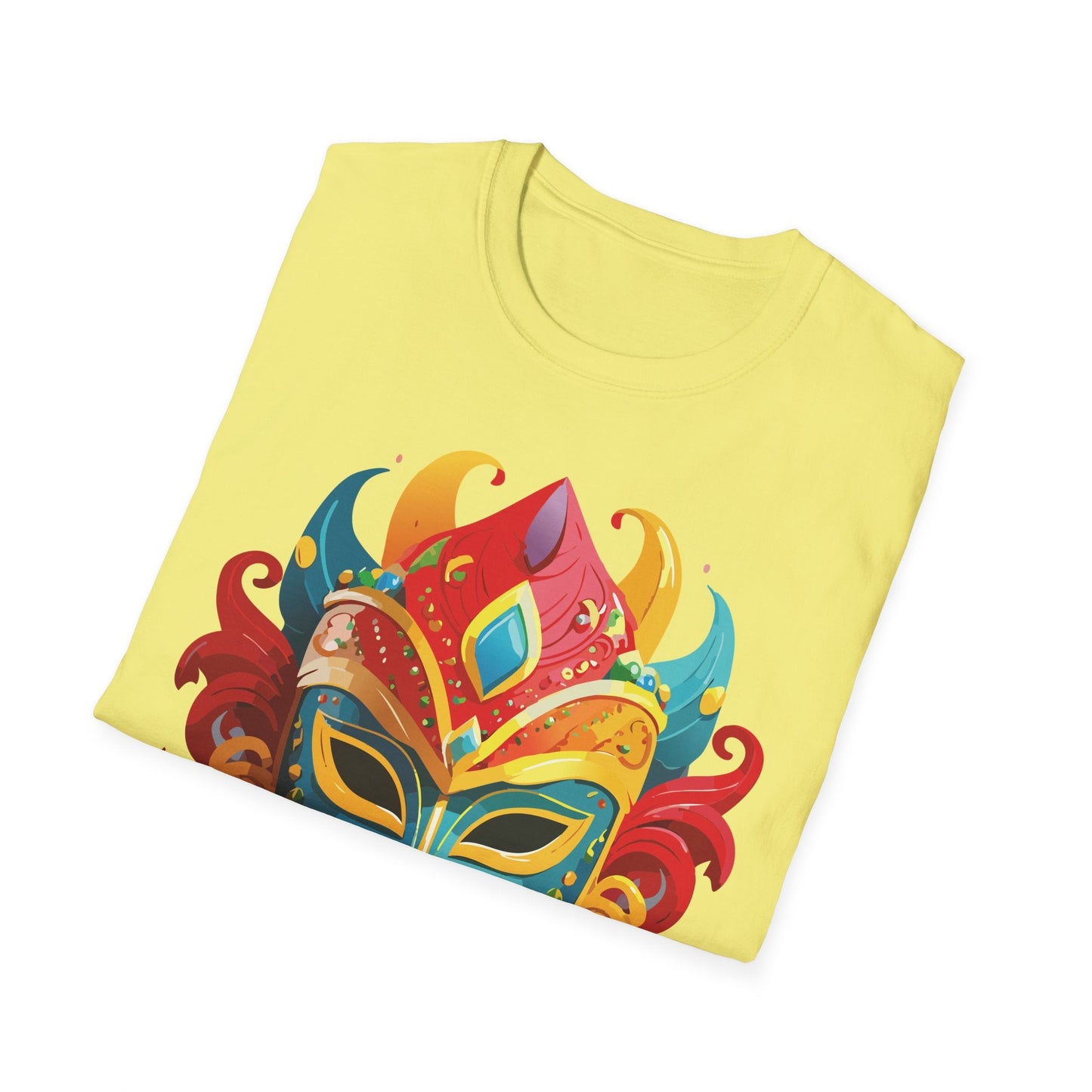 Unisex Mask Tee Shirt Gildan Softstyle 64000 Ring Spun Cotton Breathable Masquerade Design