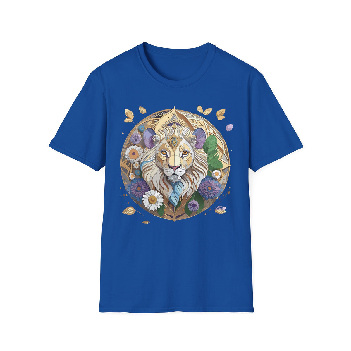 Floral Lion Illustration T-Shirt | Boho Mandala Lion Tee