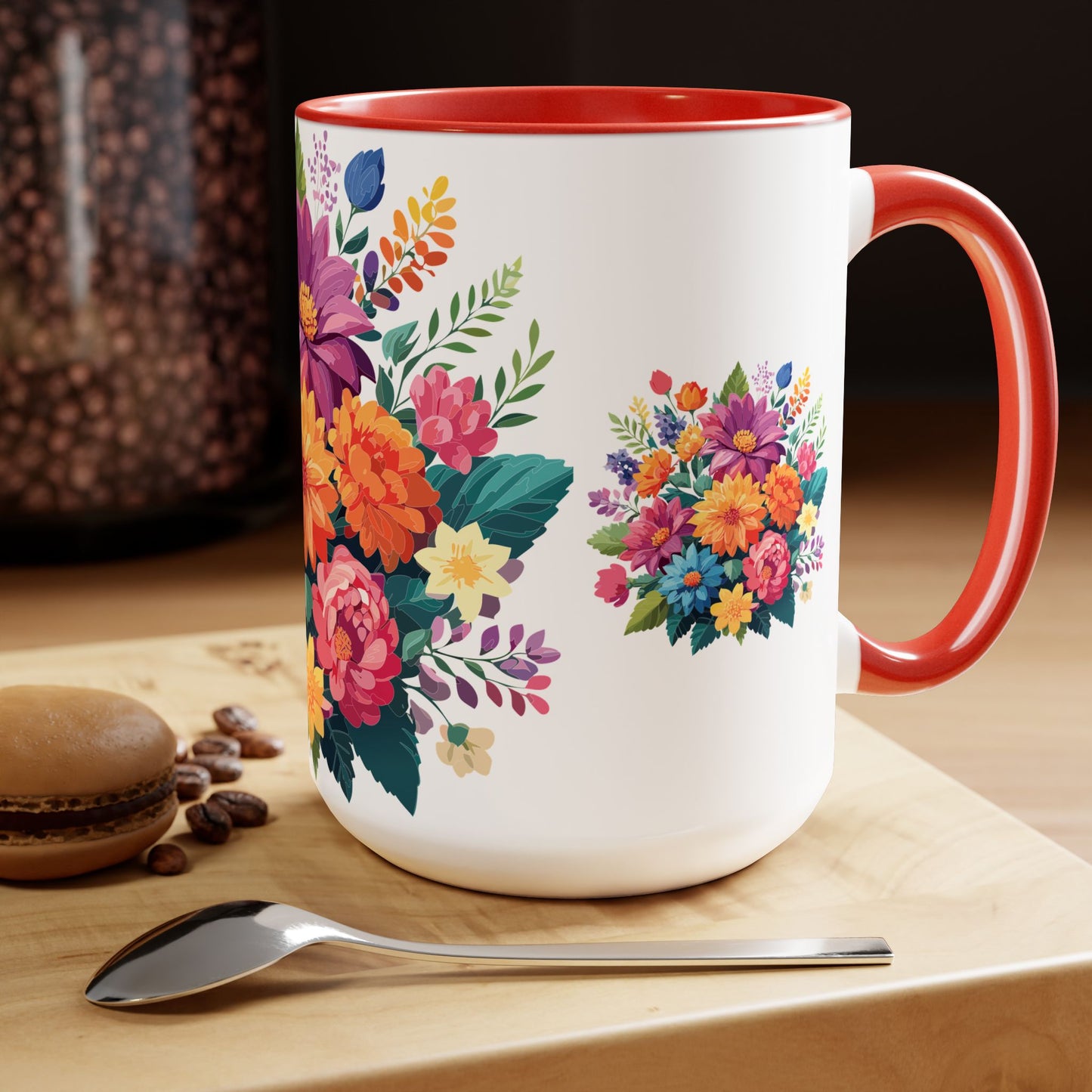 Tazas de café de dos tonos con flores