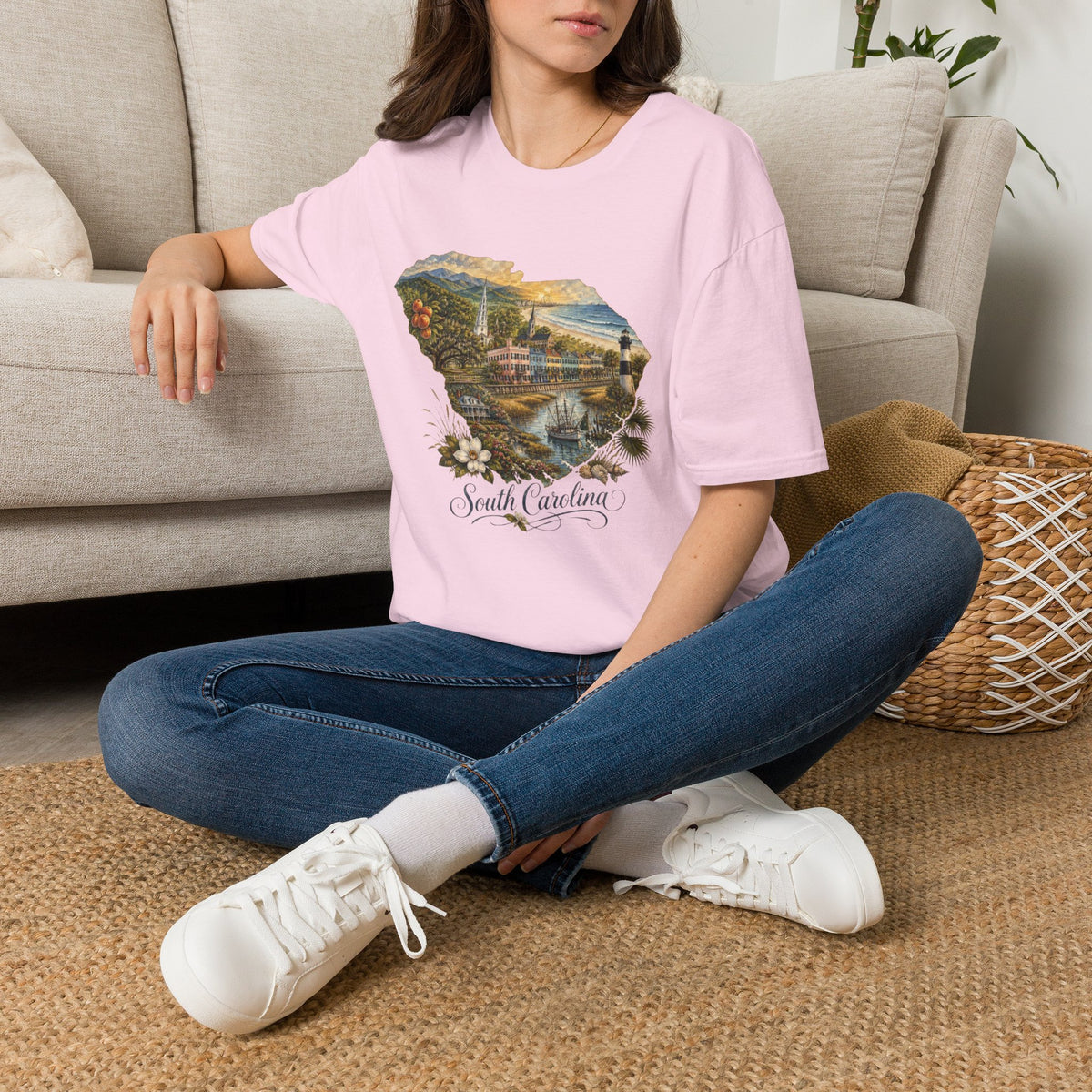 South Carolina State Travel Tourist Graphic Design Unisex 100 Cotton Gildan T-Shirt