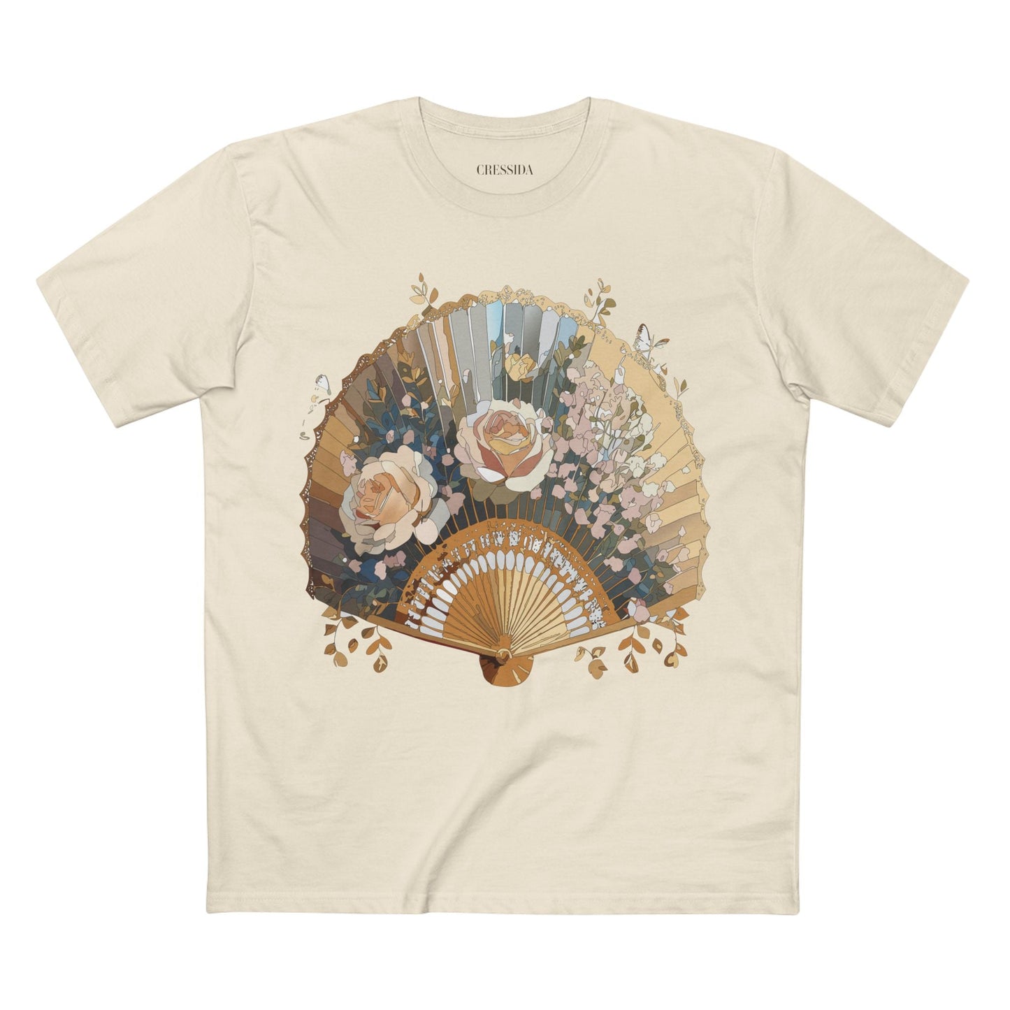 Antique Fan Graphic Design T-Shirt Unisex 100 Cotton Floral Carnival Artwork Tee 6