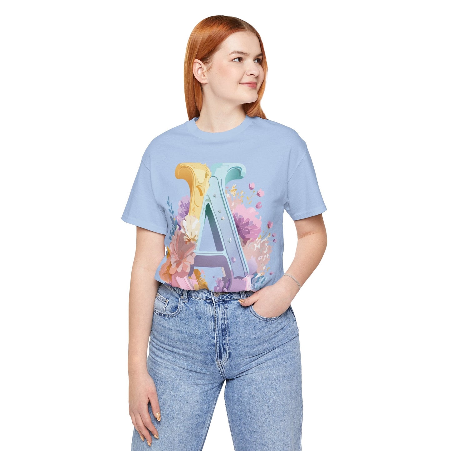 Letter A Graphic Tee Unisex Short Sleeve Shirt Vintage Inspired Artwork By Adelpha