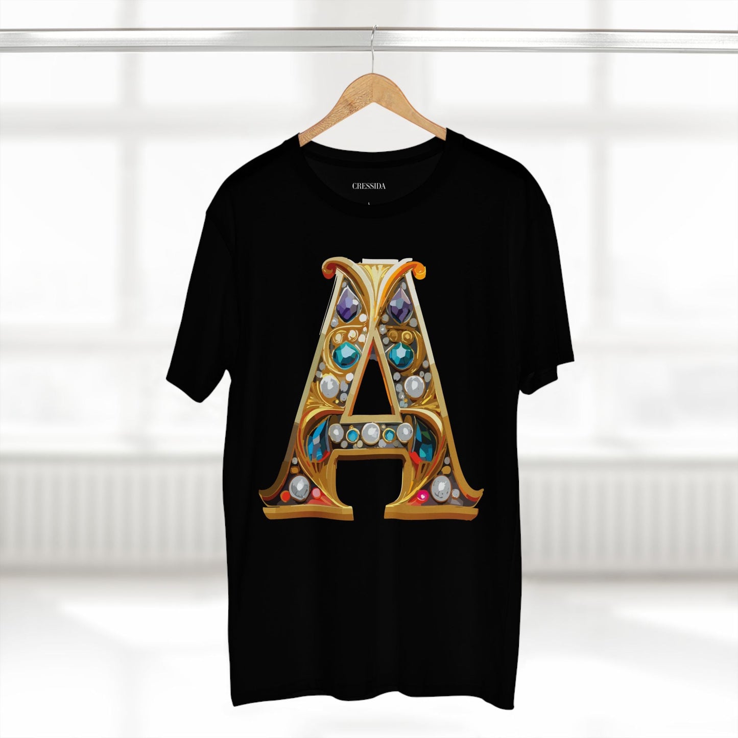 Letter A Graphic Design Tee Unisex 100 Cotton With Antique Gold Letters Artwork T-Shirt