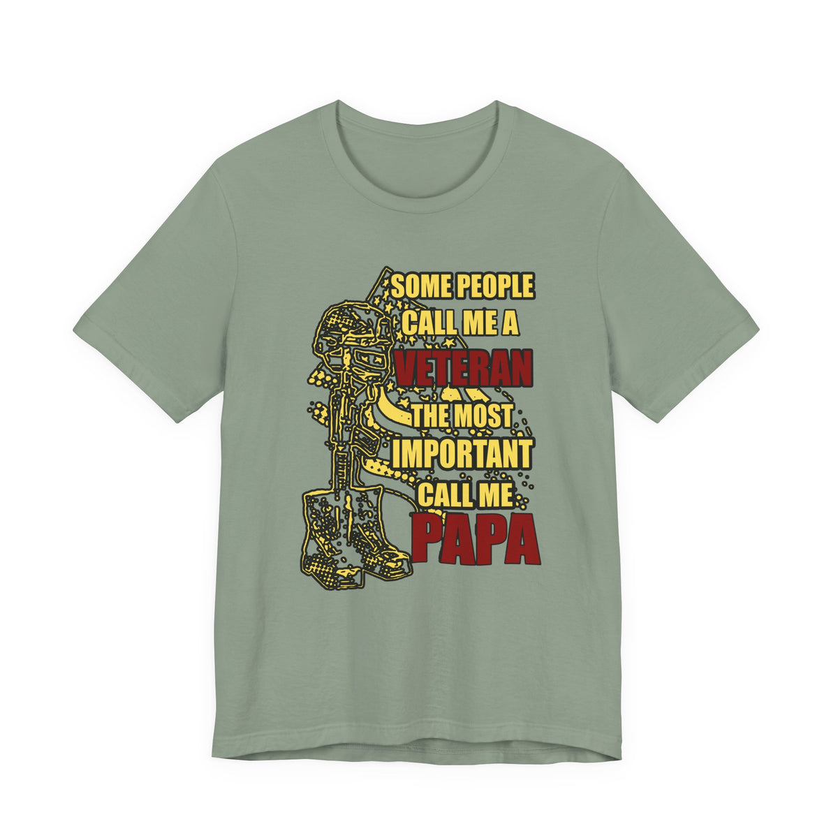 Veteran Papa Graphic Tee | Military Tribute Boots & Helmet Design Unisex Cotton v58
