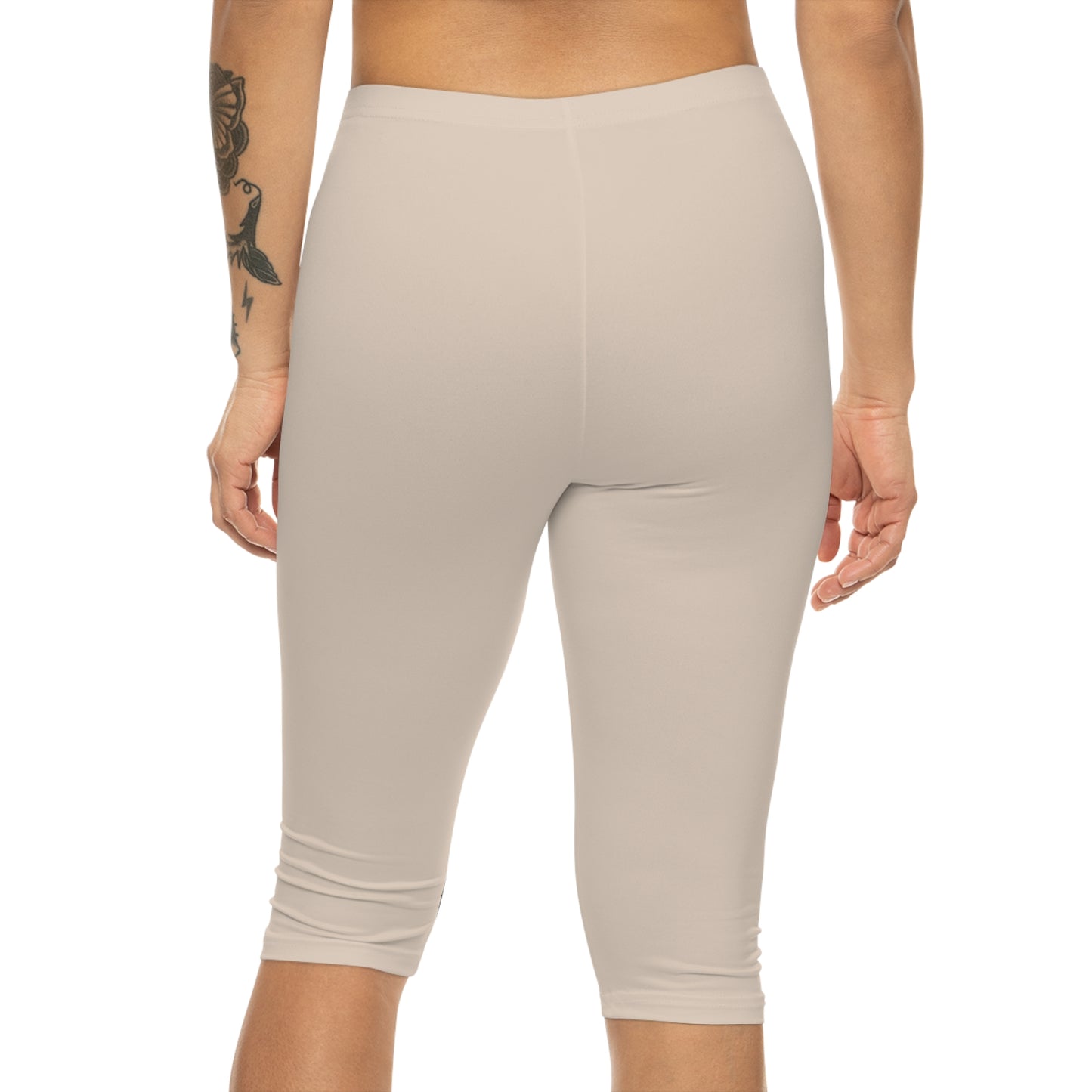 Almond Cream Color Women's Brushed Suede Poly Span Casual Capri Leggings XS-2XL