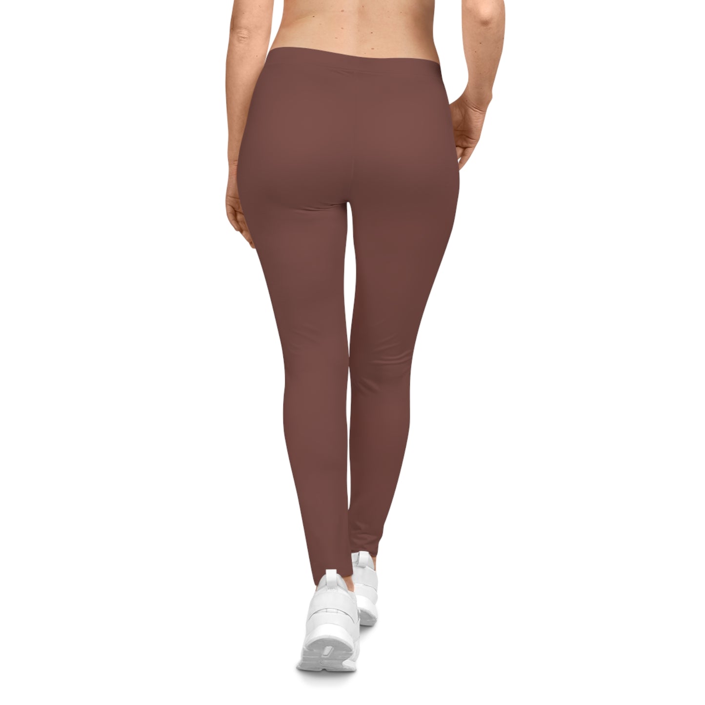 Dark Cooper Brown Color Women's Poly-Span Casual Leggings XS-2XL
