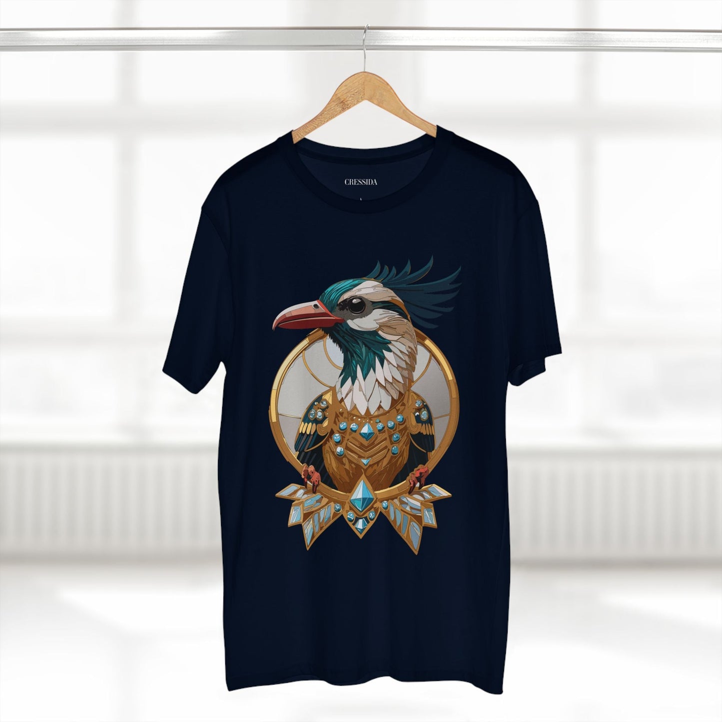 Bird Graphic Unisex 100 Cotton Tee With Unique Animal Golden Medallion Art Design 19