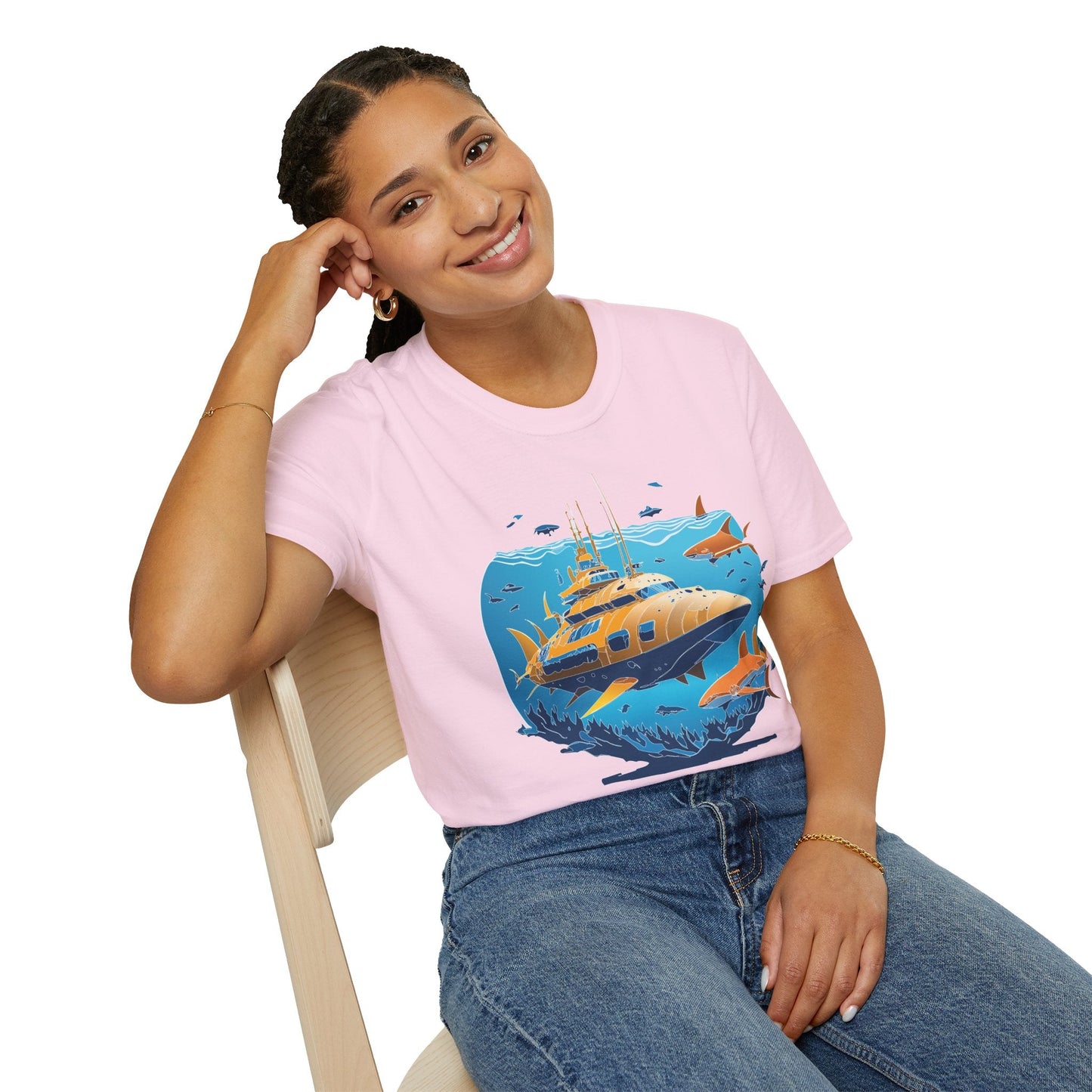 Ocean T Shirt Unisex Gildan Softstyle 64000 100 Percent Cotton Ring Spun U Boat Design Graphic