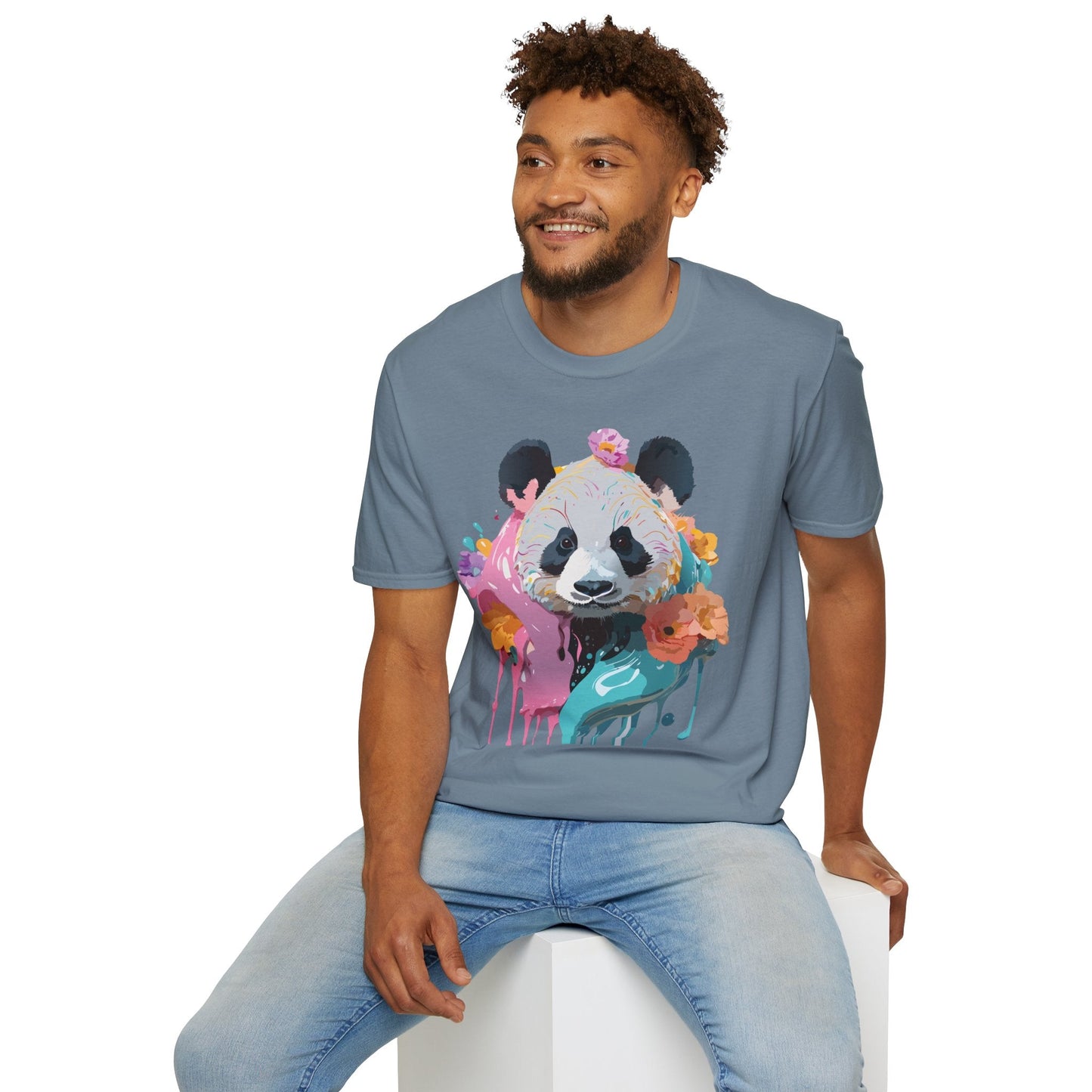 Gildan Softstyle Panda Shirt Unisex T Shirt With Panda Animal Design 100 Percent Cotton Tee