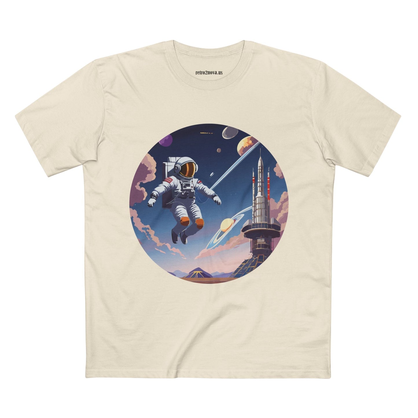 Cosmos Astronaut Shirt CS30 Unisex Premium Cotton Art Tee Featuring Retro2Nova Original Design
