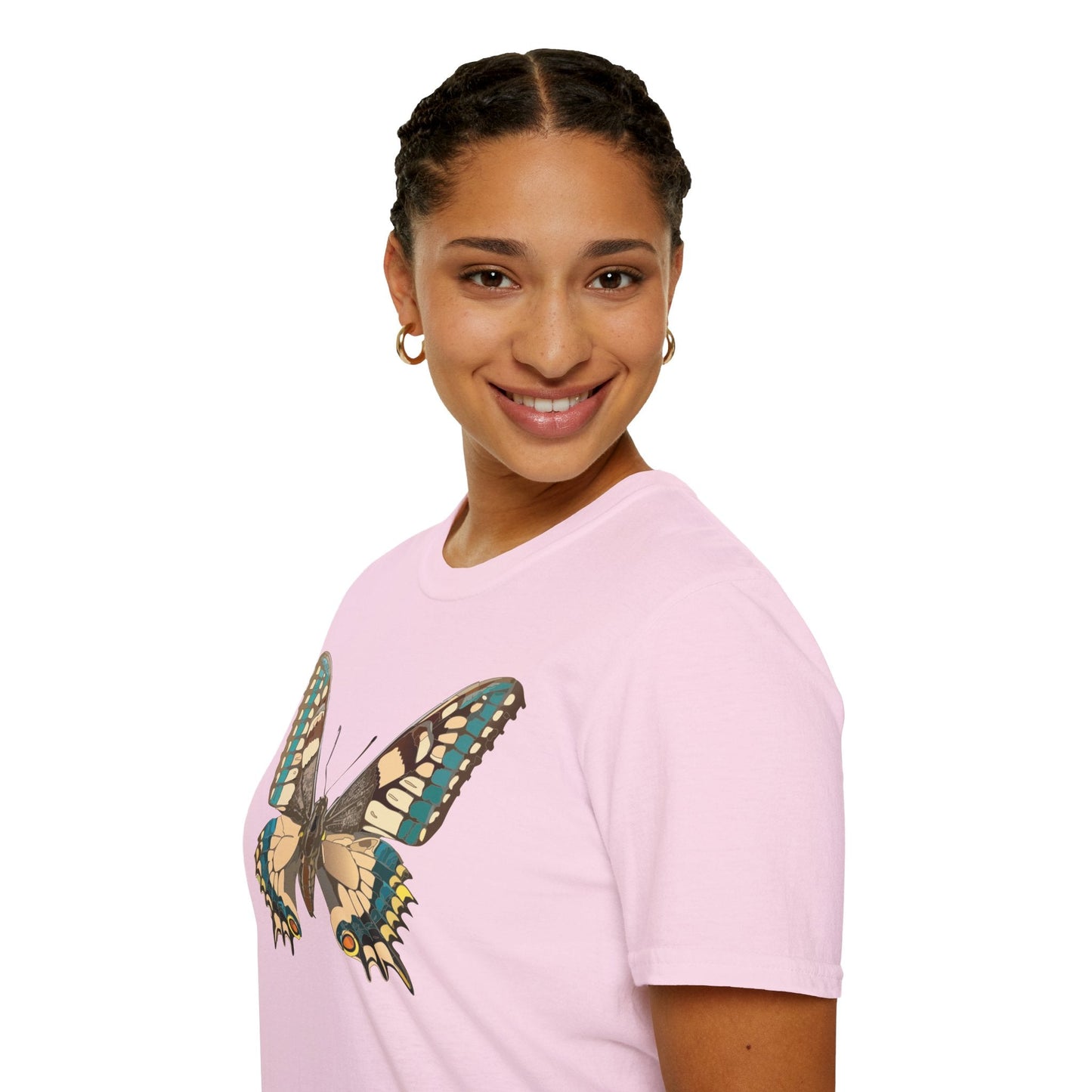 Unisex Butterfly T Shirt Softstyle 64000 Ring Spun Cotton Lightweight Tee Breathable Everyday Comfort
