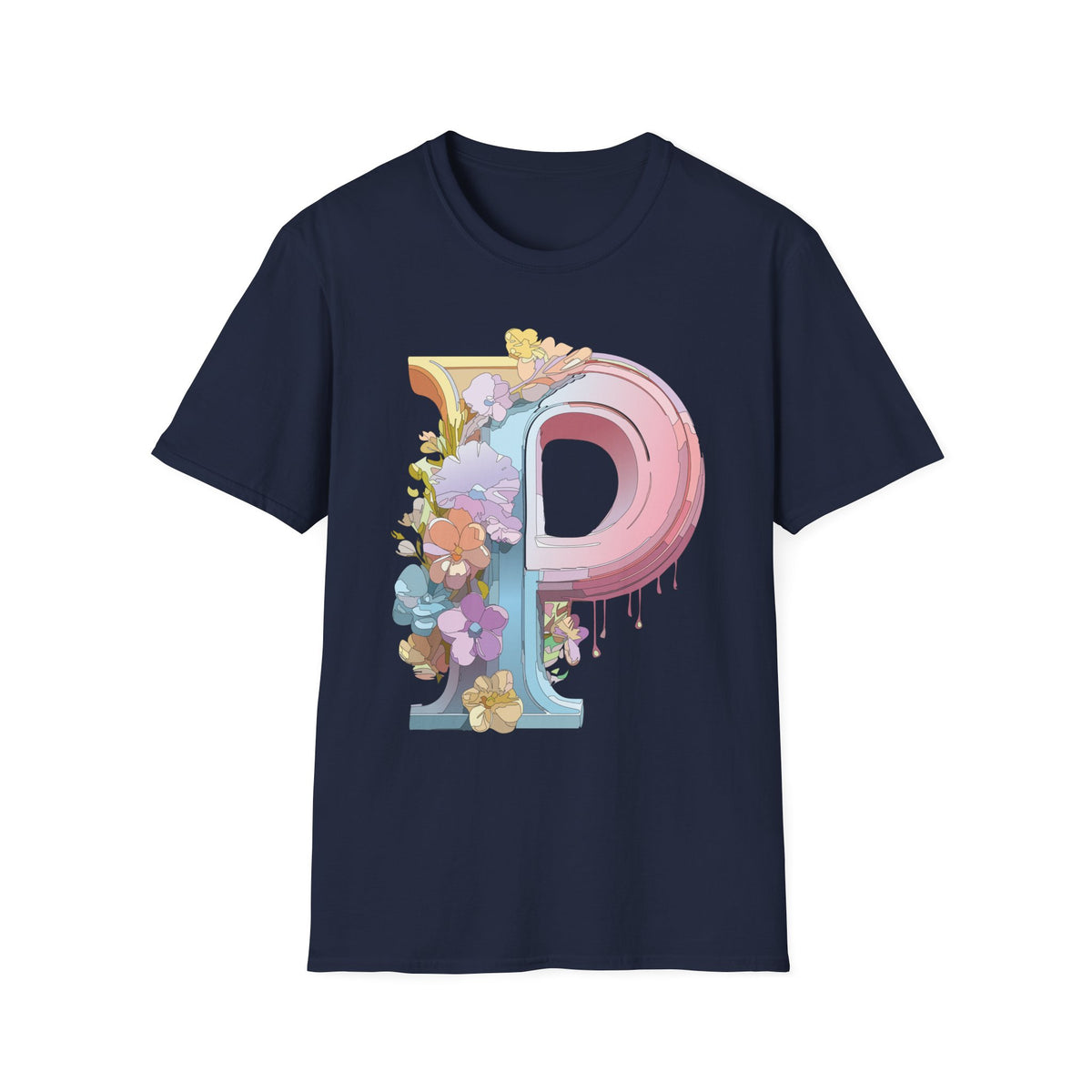 Floral Letter P Monogram T-Shirt | Pink Pastel Initial Tee