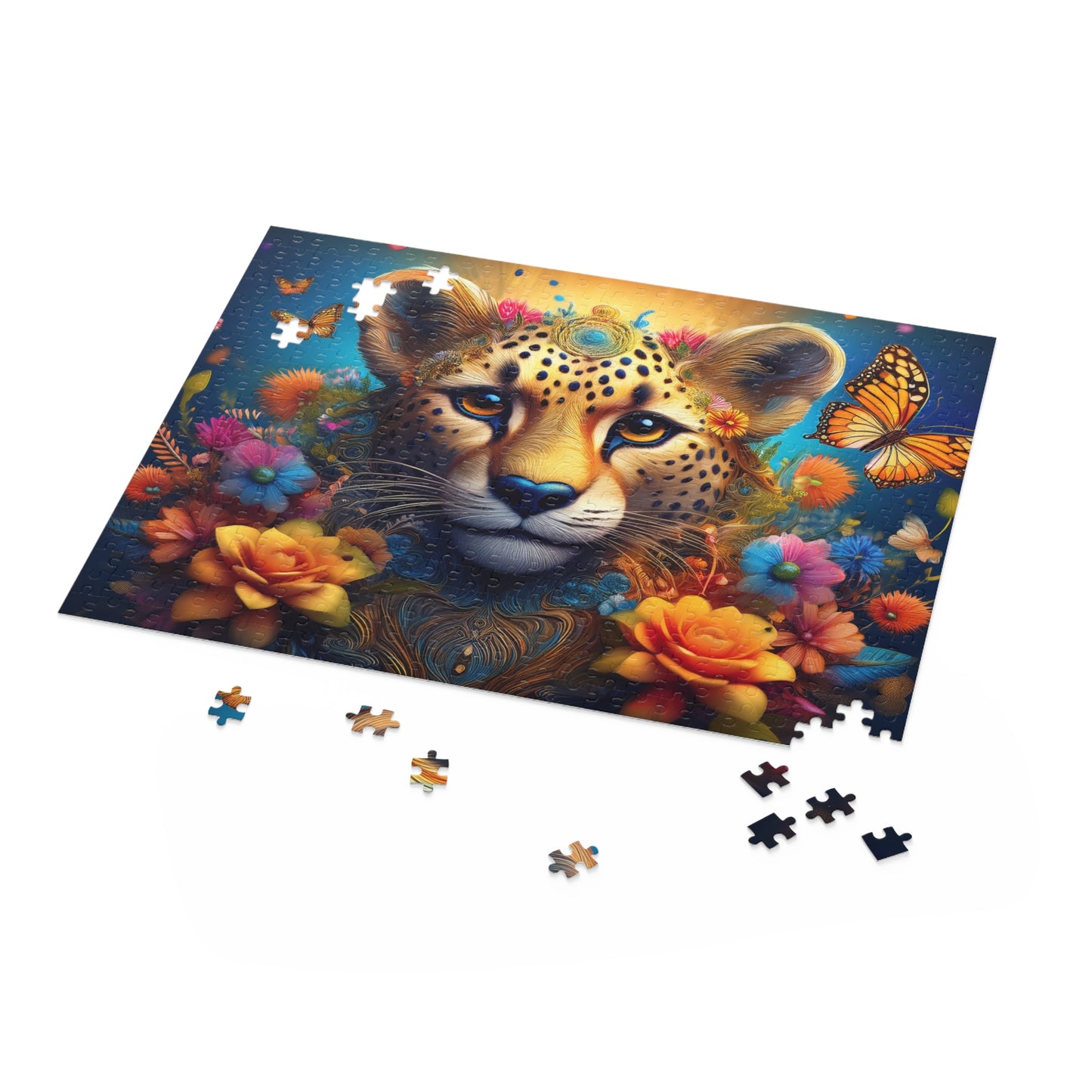 Puzzles-26 Kids Cheetah Puzzle 500-Piece  Floral Cheetah Puzzle 500-Piece, Animals Kids Puzzles Size: 16" x 20",  Ages 9+