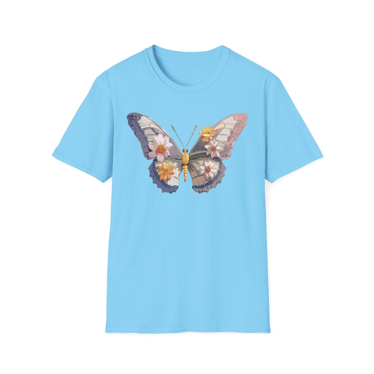 Butterfly Shirt Unisex Short Sleeve Tee Monarch Butterfly Design Gildan Softstyle 64000