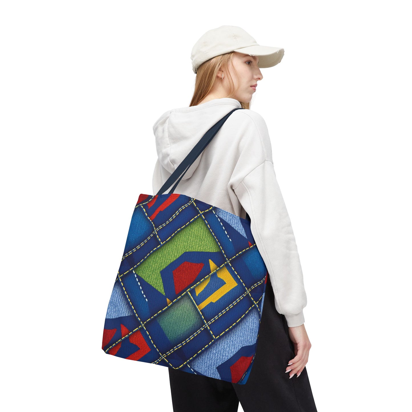 Denim Fabric Imitation Print Unisex Canvas Bag Poly Spun 3 Sizes Tote Bag 139