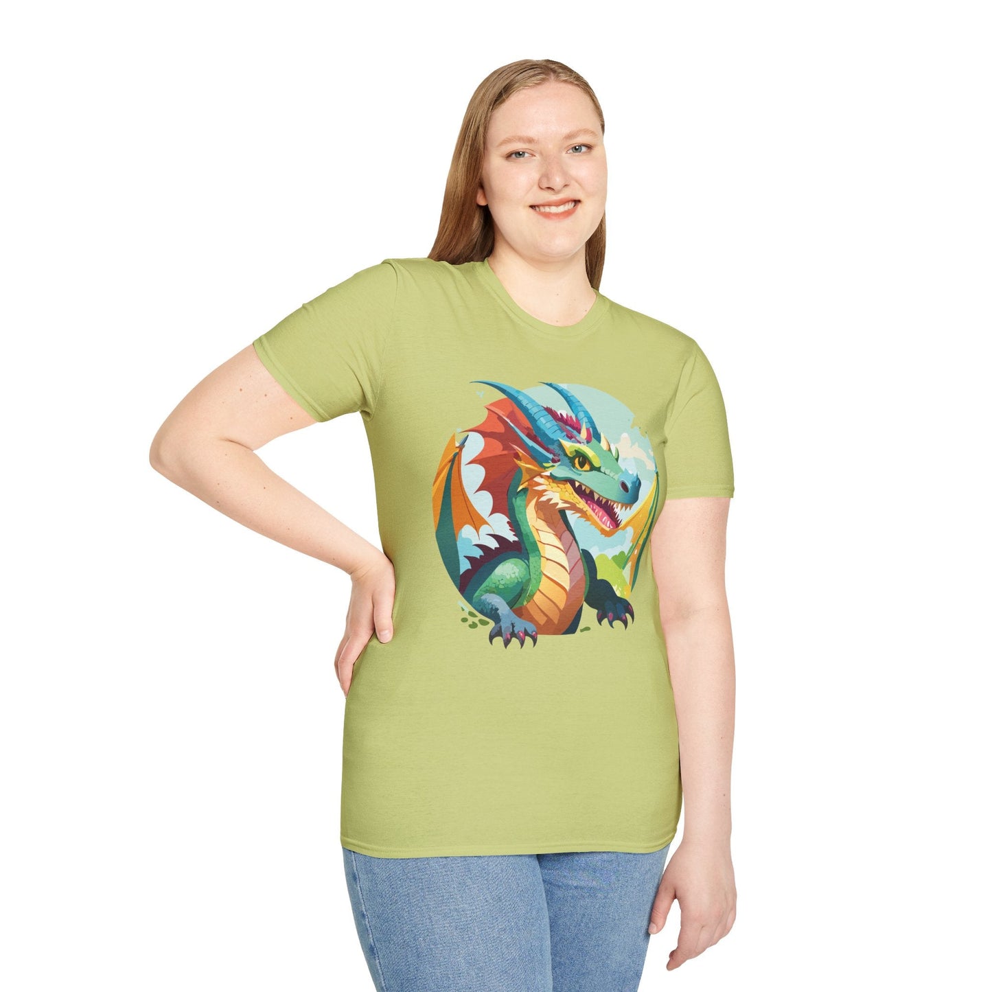 Unisex Dragon Graphic Tee By Gildan Softstyle 64000 Short Sleeve Cotton Tee Art Design