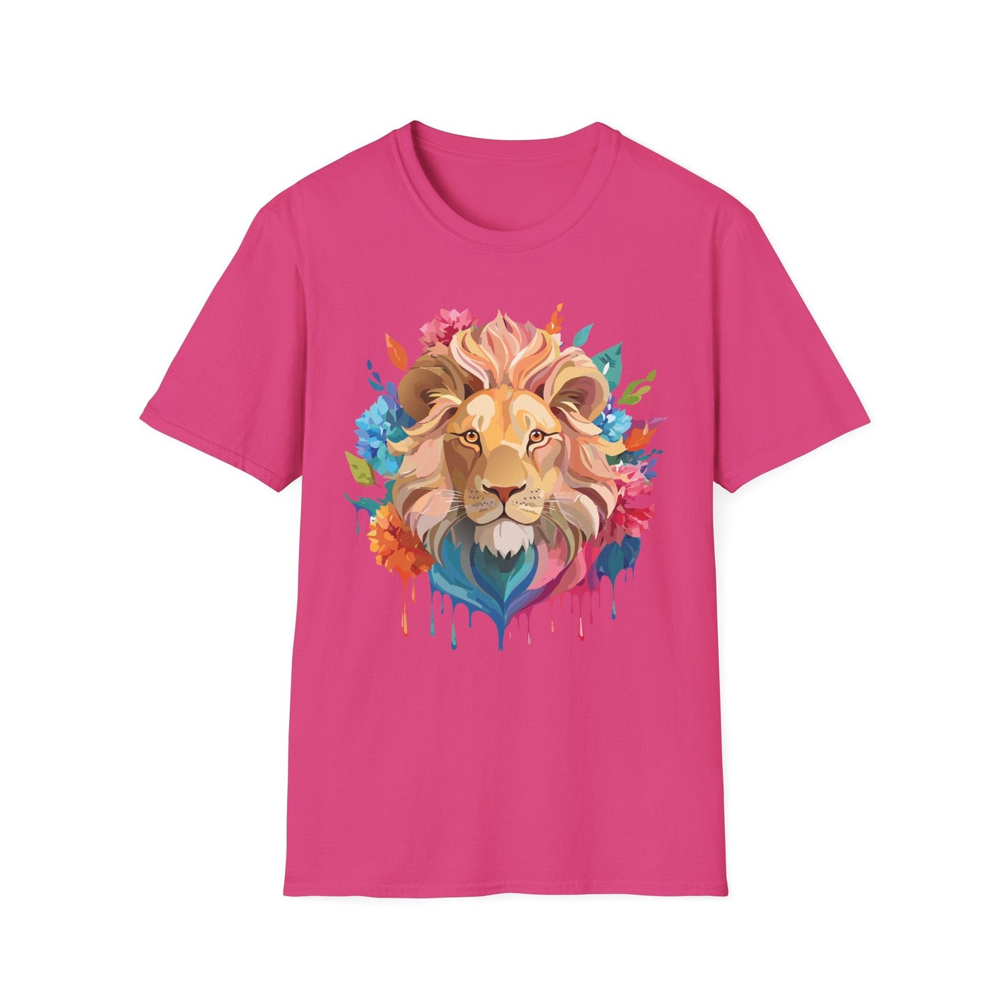 Lion Shirt Unisex Floral Lion Tee Gildan Softstyle 64000 Lightweight Cotton Tee