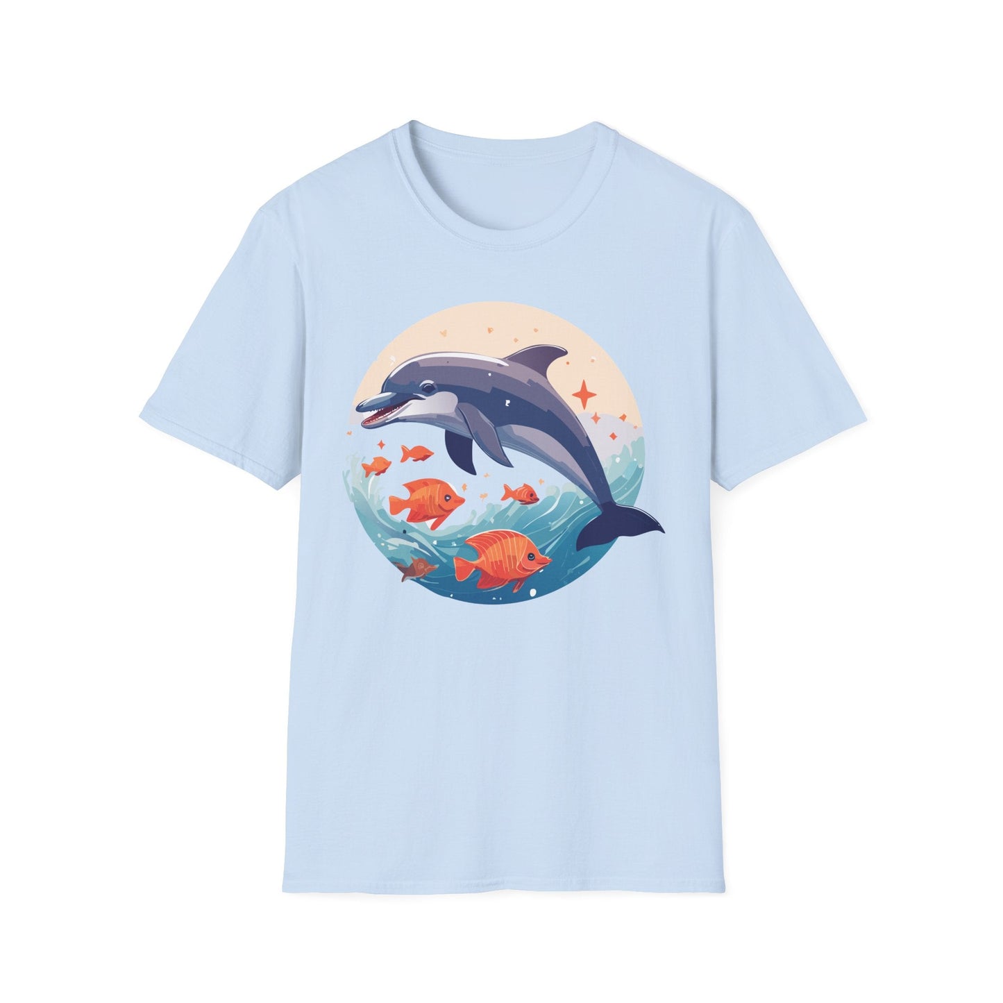 Unisex Dolphin Shirt Gildan Softstyle 64000 Short Sleeve Fish Tee With Dolphin Graphic