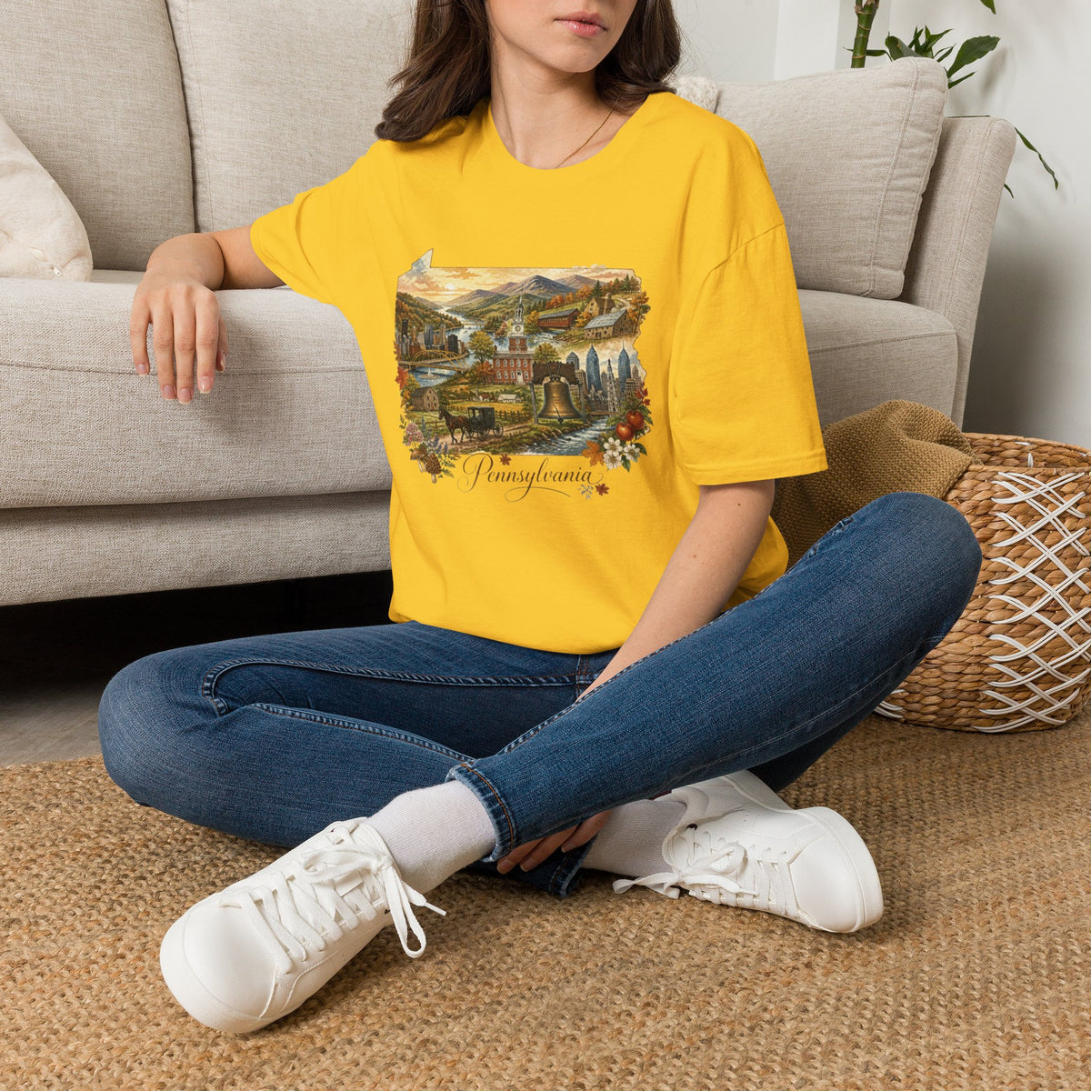 Pennsylvania State Travel Tourist Graphic Design Unisex 100 Cotton Gildan T-Shirt