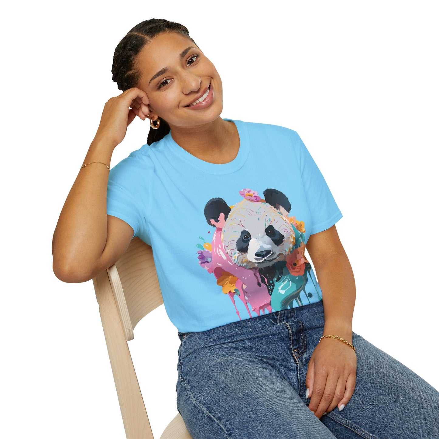 Gildan Softstyle Panda Shirt Unisex T Shirt With Panda Animal Design 100 Percent Cotton Tee