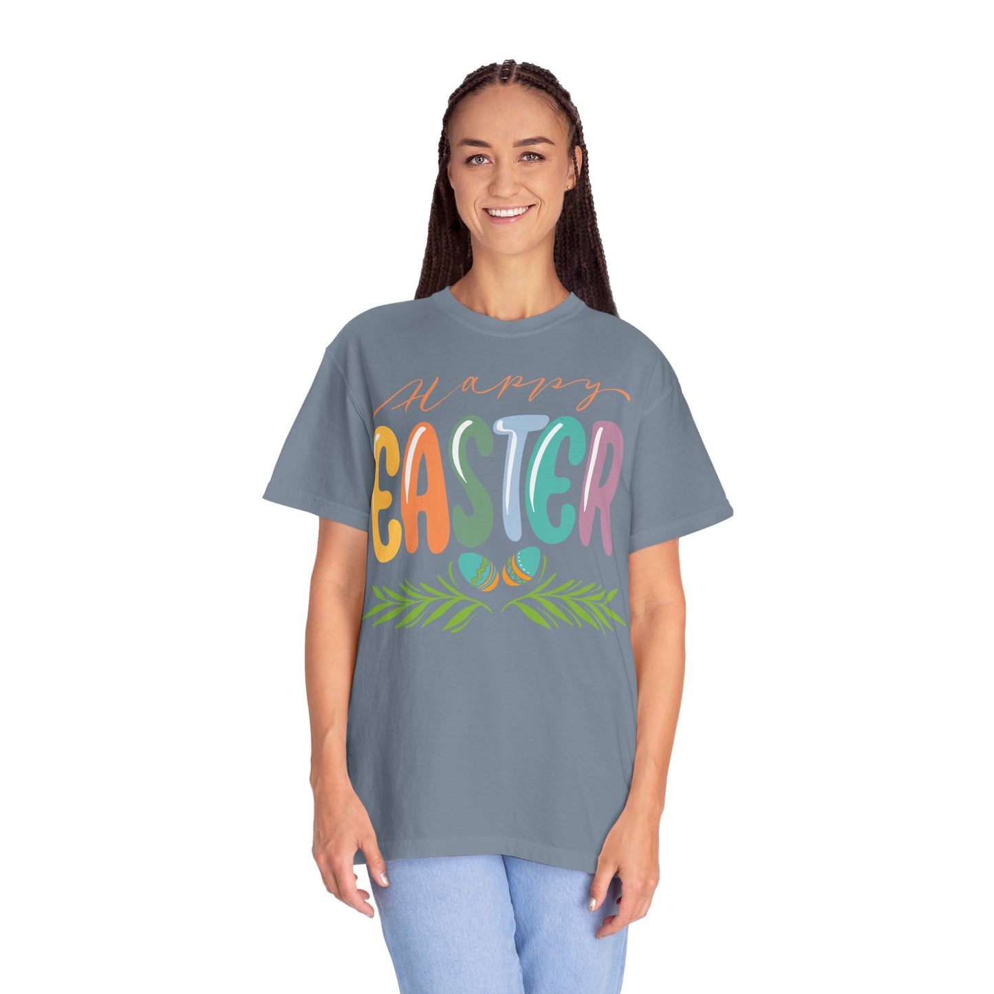Happy Easter T-Shirt, Tee Shirt with Easter Signature, T Shirt with Easter Prints, Tee Shirt with Easter Design
