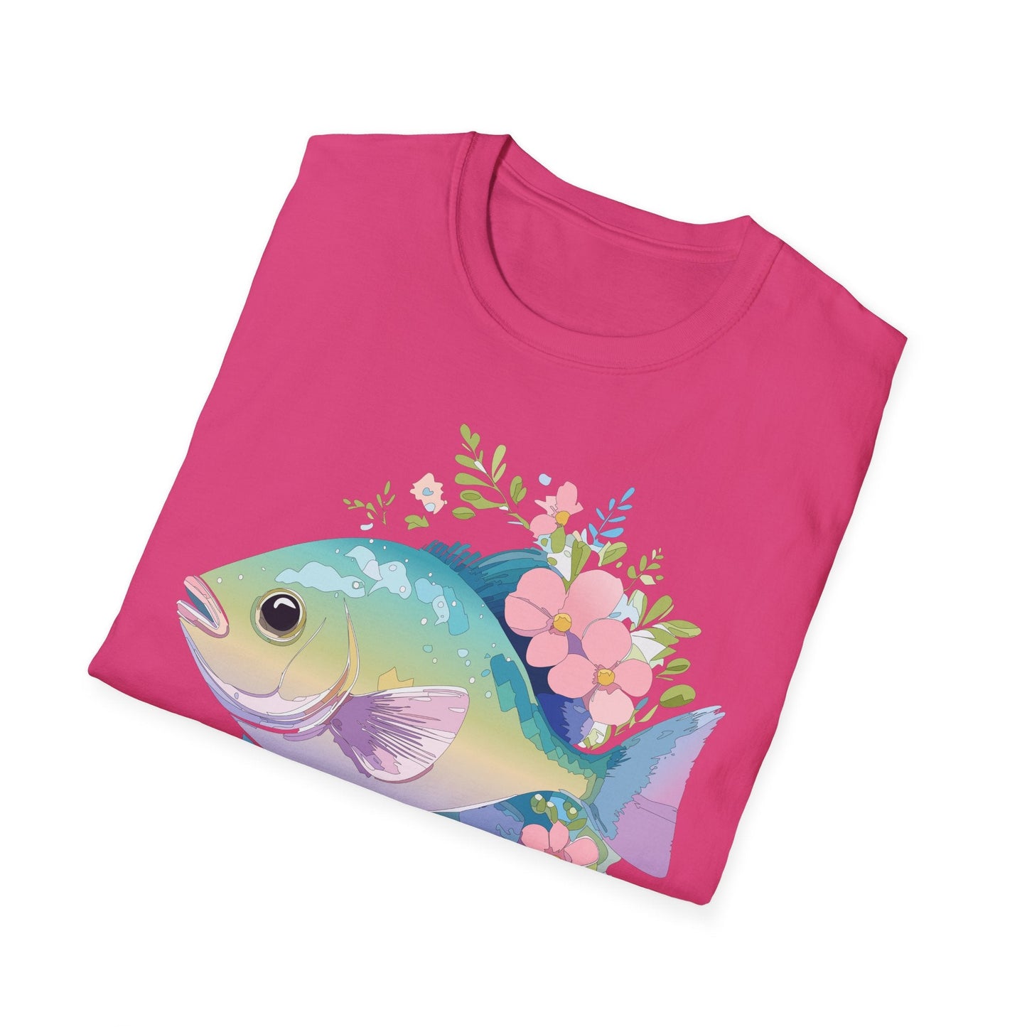 Fish Art Graphic Tee Unisex Gildan Softstyle 64000 100 Percent Ring Spun Cotton Comfortable Tee