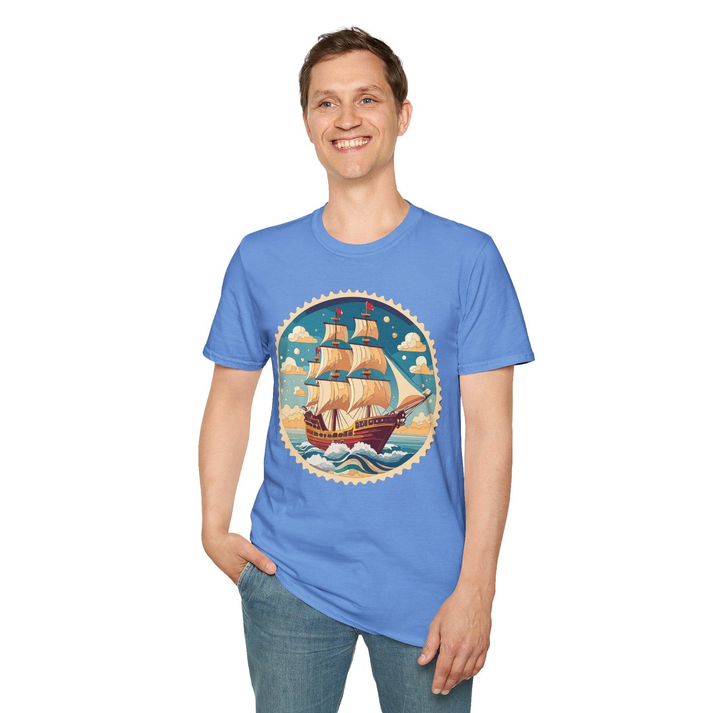 Frigate Ship T Shirt Unisex Short Sleeve 100 Percent Ring Spun Cotton Soft Tee Gildan 64000