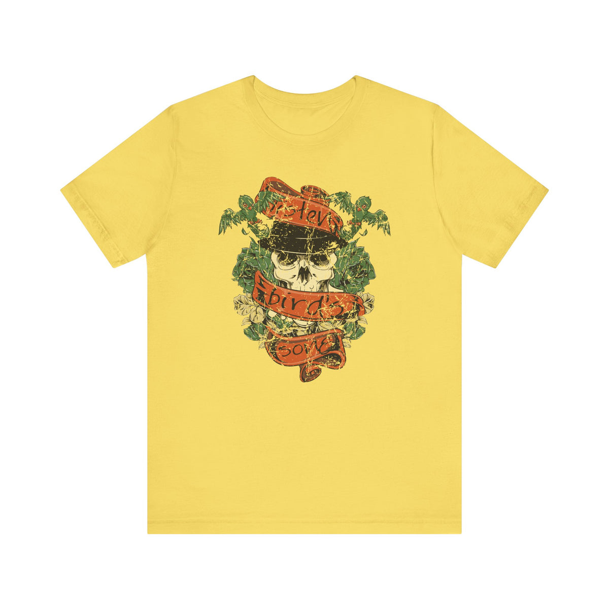 Skull with Bandana Tee Floral Vines Tattoo Style Graphic Unisex Cotton Shirt Art-38