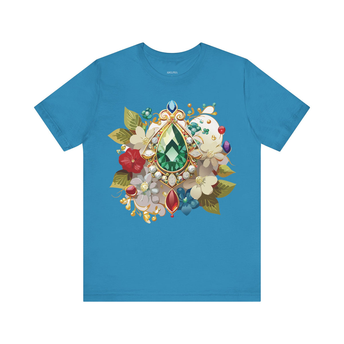 Jewelry Graphic Unisex Cotton Bella+Canvas Tee with Gemstones Art Design m45
