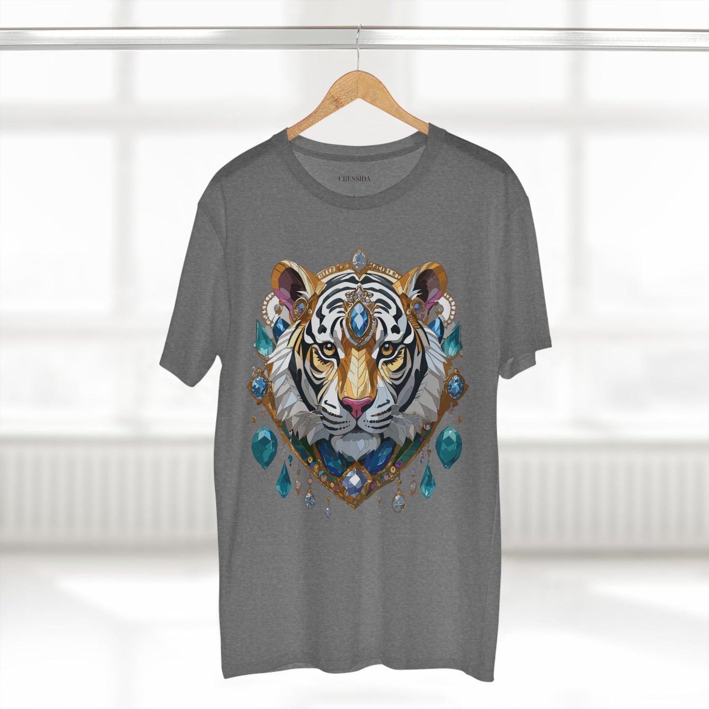 Tiger Graphic Unisex 100 Cotton Tee With Unique Animal Golden Medallion Art Design 53