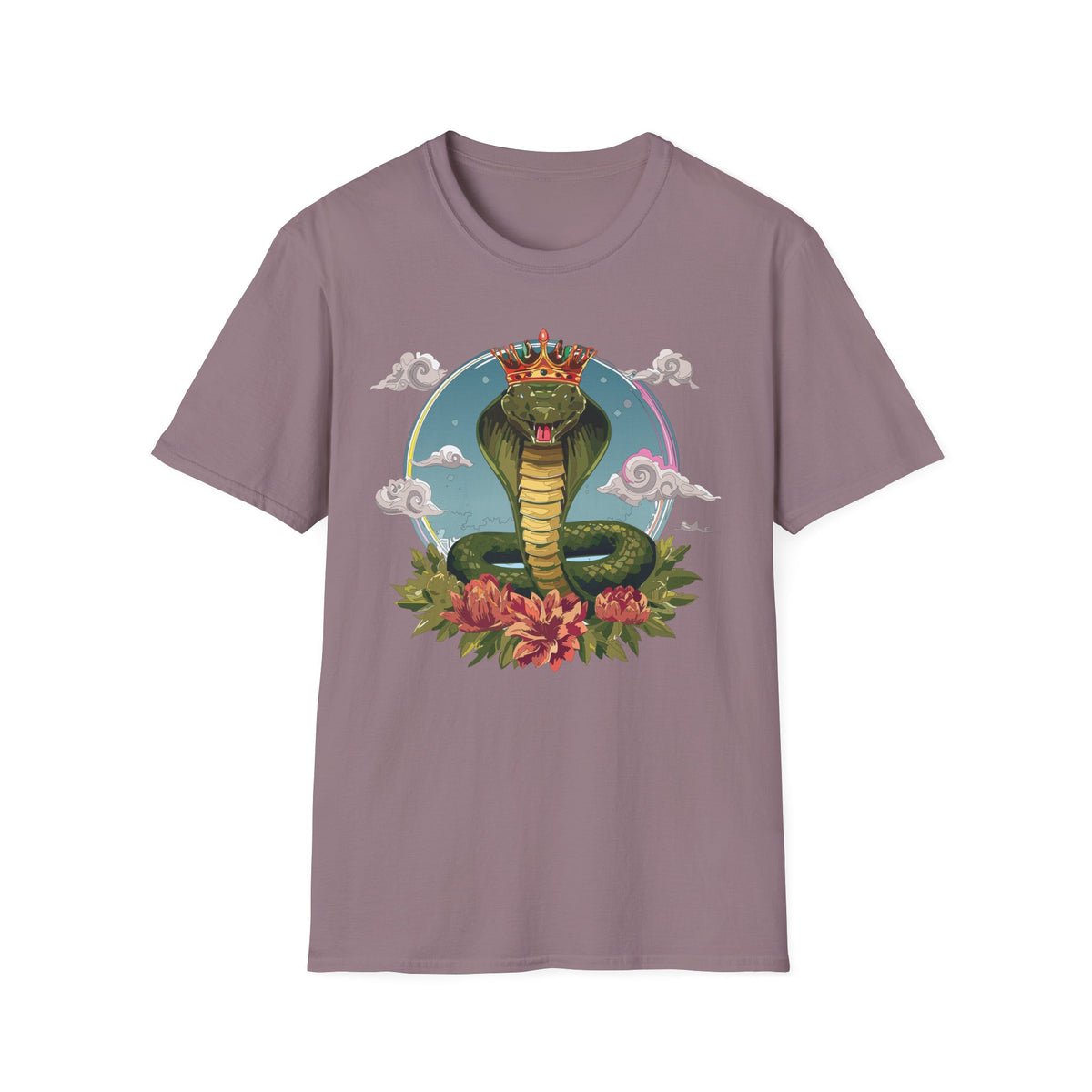 Crowned King Cobra T-Shirt | Snake Illustration, Regal Reptile Art
