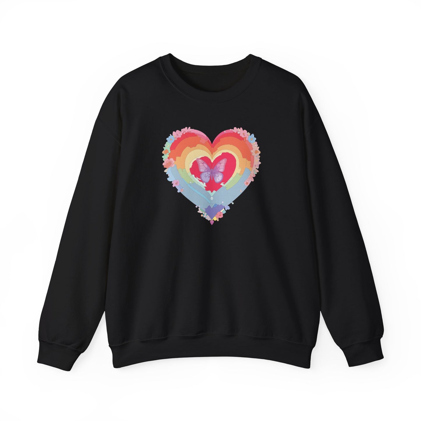 Rainbow Heart Sweatshirt, Floral Heart Sweatshirt, Floral Love Sweatshirt, Valentine's Day Sweatshirt, Rainbow Heart Floral Sweatshirt 116