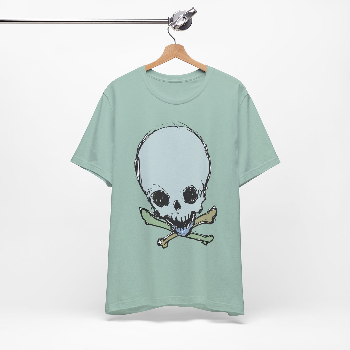 Lt Blue Skull Graphic Design Tee, Skull Shirt, Vintage Tees, Art Design T-Shirt, Vintage Graphic Tee, Art Shirts with Skulls