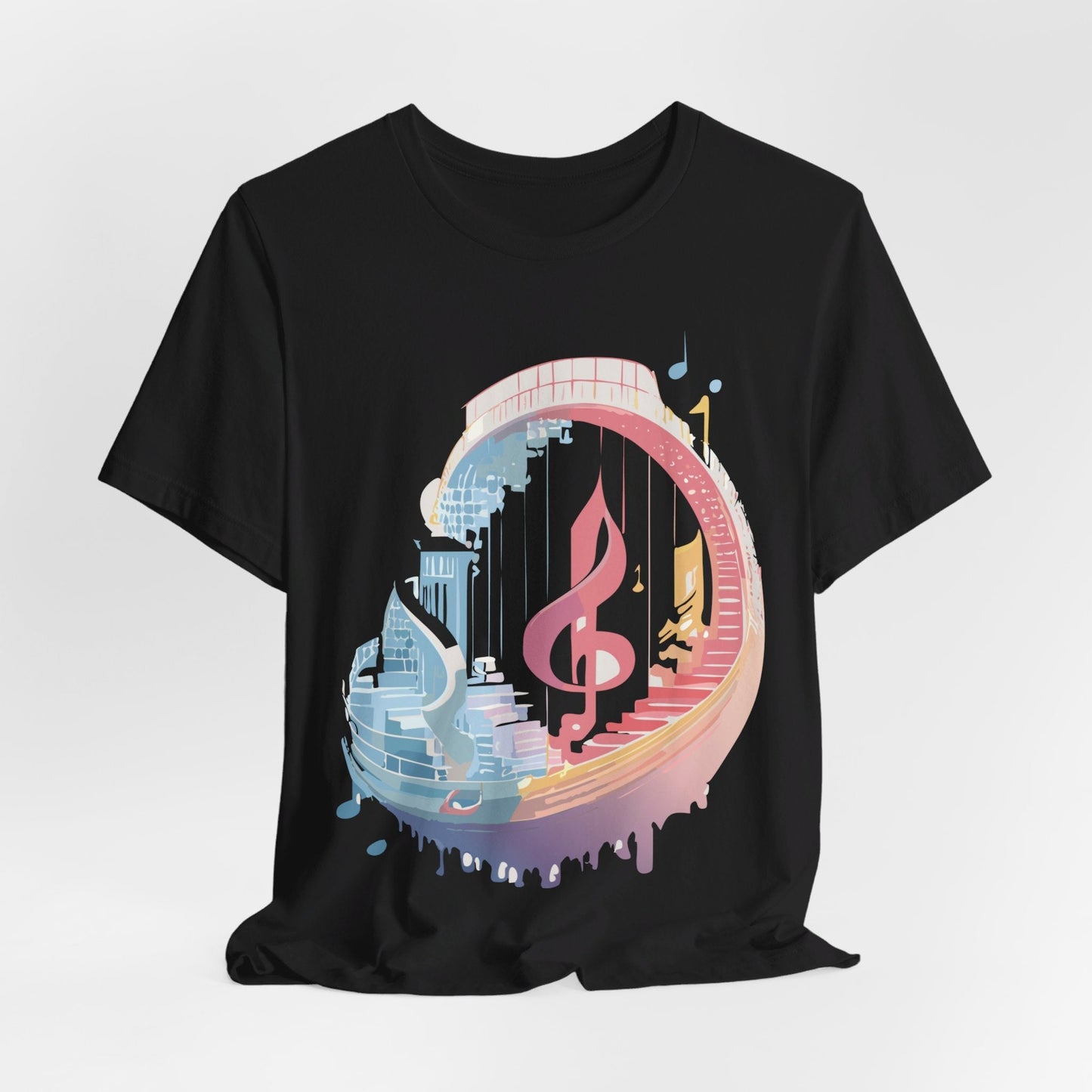 Music Graphic Unisex 100 Cotton Vintage Art with Musical Elements Tee 33