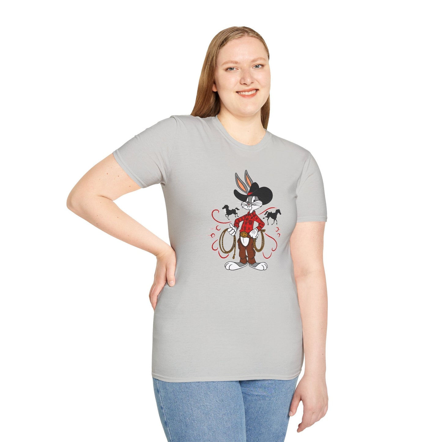 Bugs Bunny Unisex T Shirt Cartoon Design Graphic Tee Gildan Softstyle 64000 Artwork