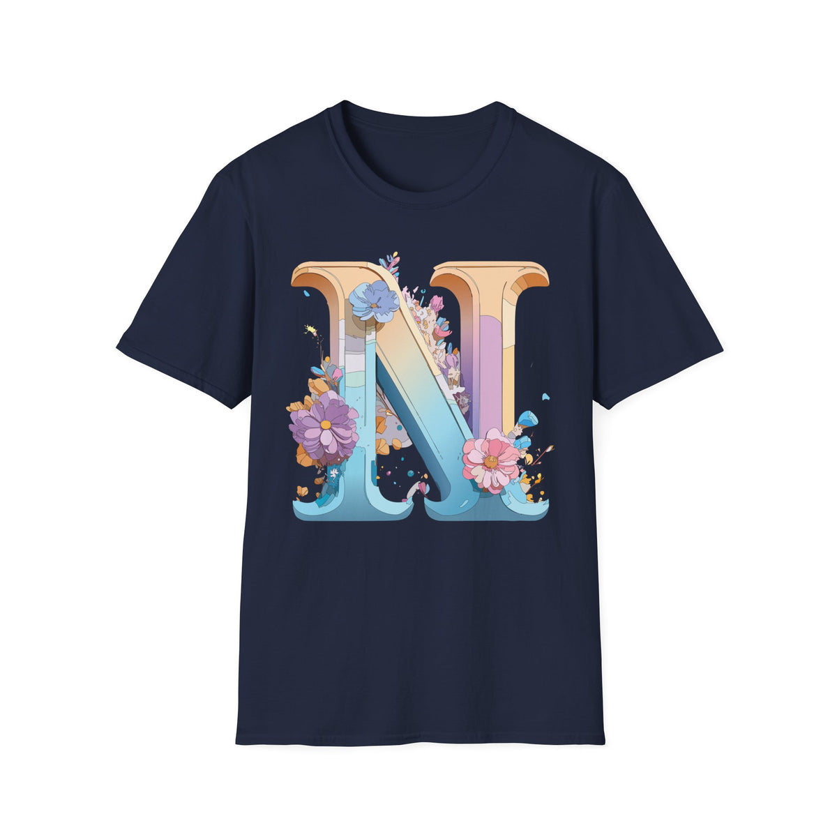 Floral Letter N T-Shirt | Botanical Monogram Tee