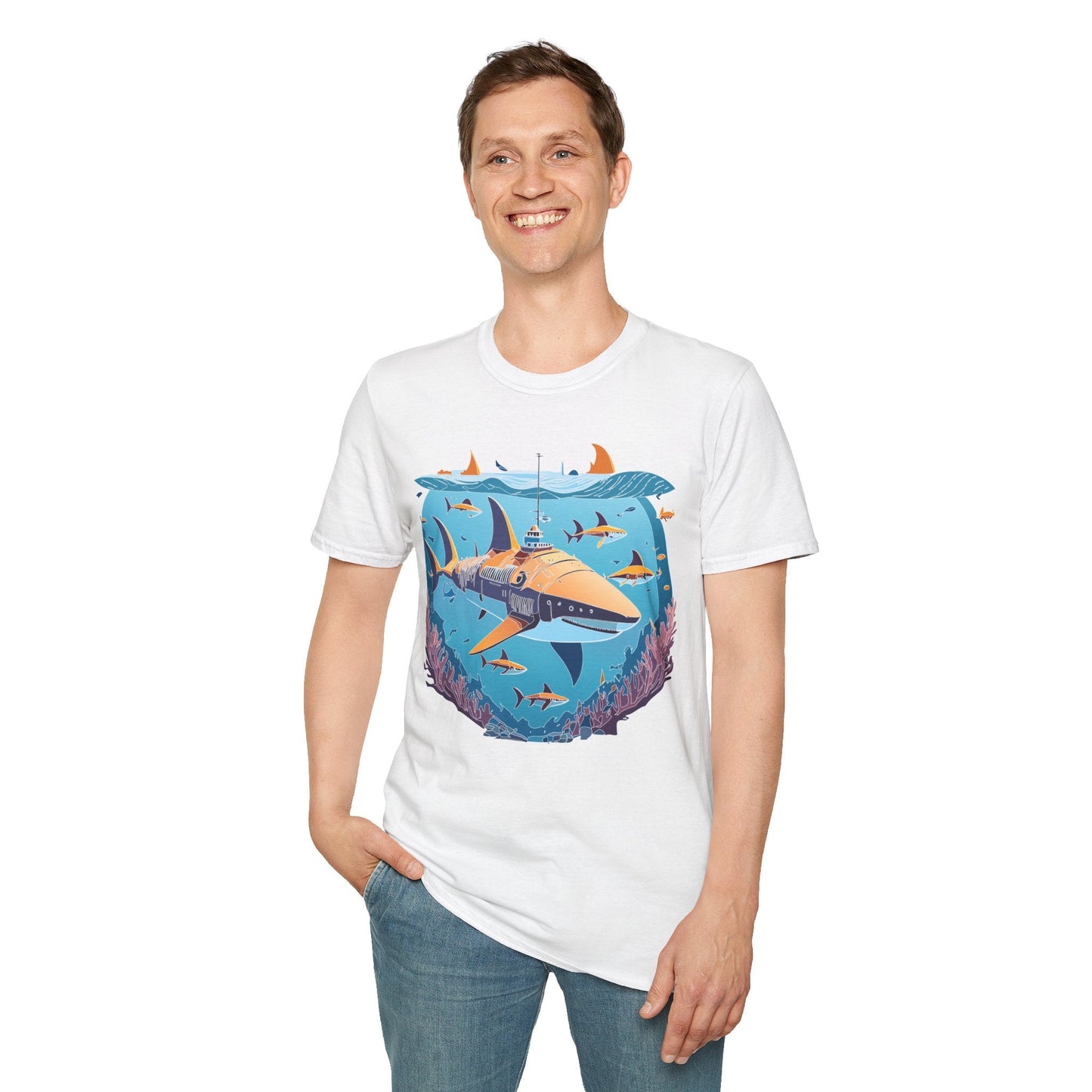 Ocean Tee Shirt Unisex Softstyle Cotton Tee 4.5 Oz Lightweight U Boat Theme Design