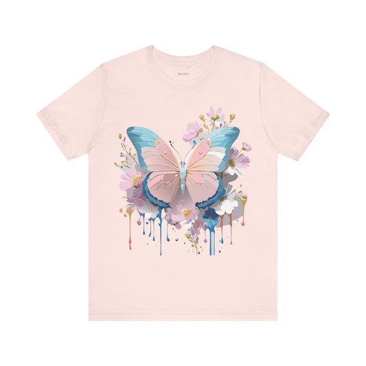 Butterfly Graphic Unisex Cotton Bella+Canvas Tee with Art Design n33