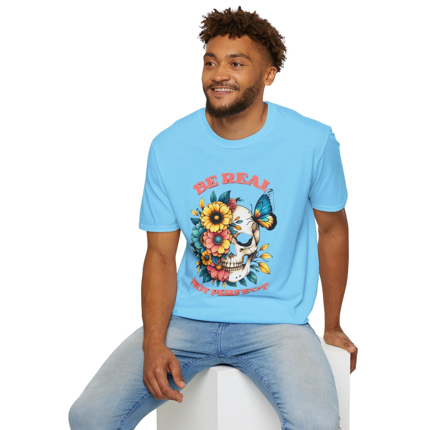 Gildan Skull Tee Shirt Unisex Skeleton Print Tee 100 Percent Ring Spun Cotton Softstyle