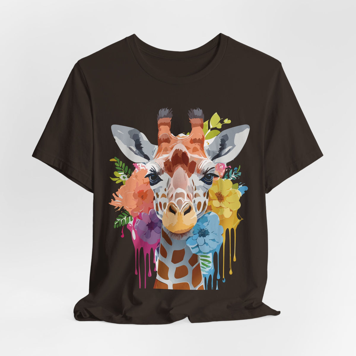 Giraffe Graphic Unisex Cotton Bella+Canvas Tee with Art Animal Design e16