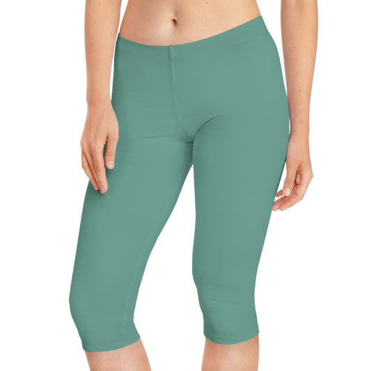 Green Color Capri Leggings, Green Capri Leggings 12