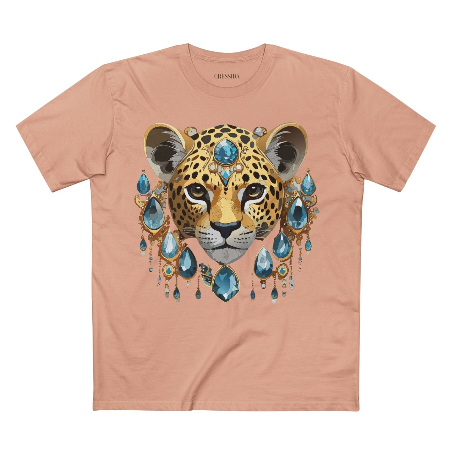 Cheetah Graphic Unisex 100 Cotton Tee With Unique Animal Golden Medallion Art Design 48